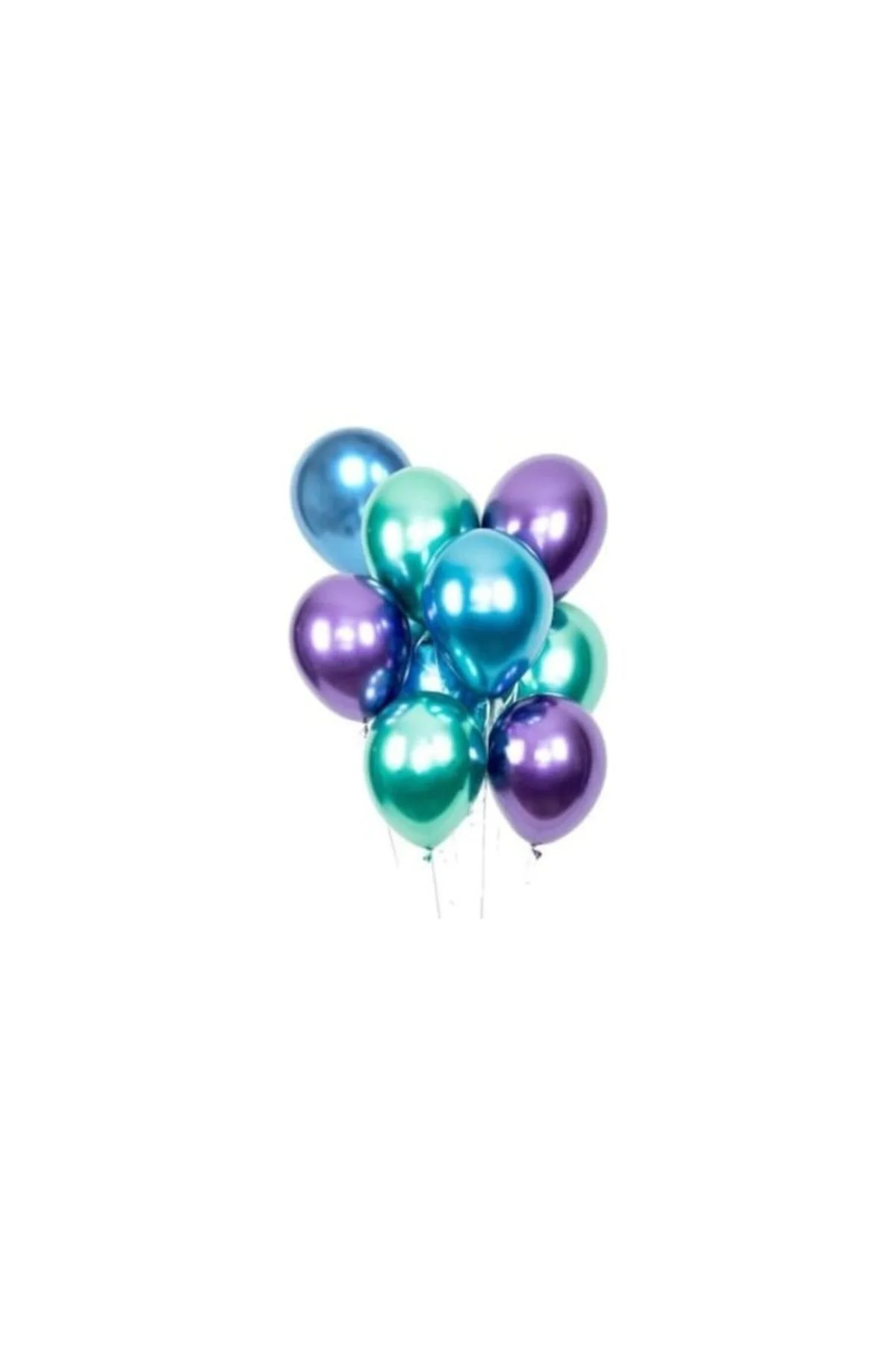Balon Parti Balonu Krom Balon Mavi-yeşil-mor Balon 5 Adet