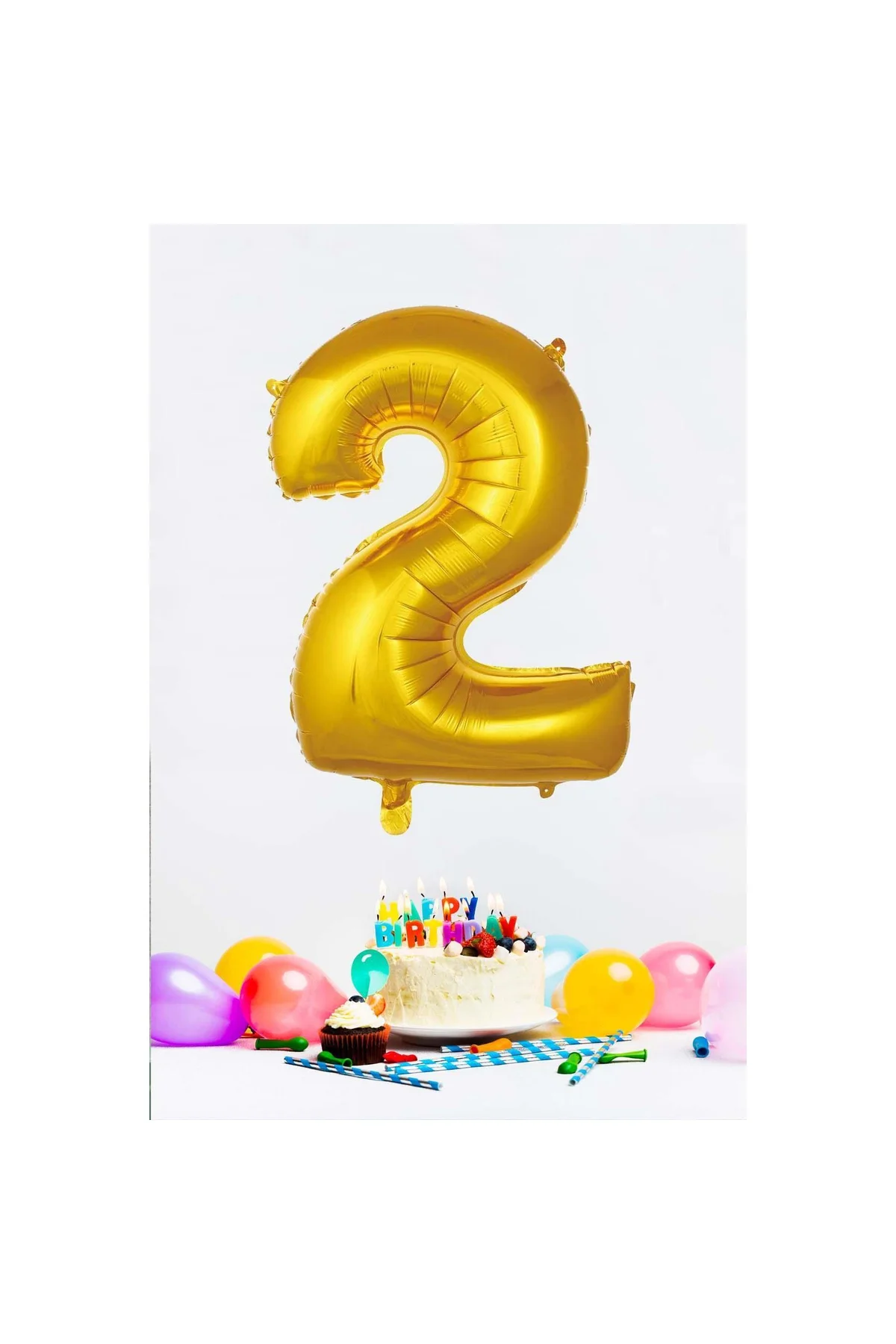 Gold Rakam Folyo Balon Gold Sayı Balonlar 16 Inç 40 Cm