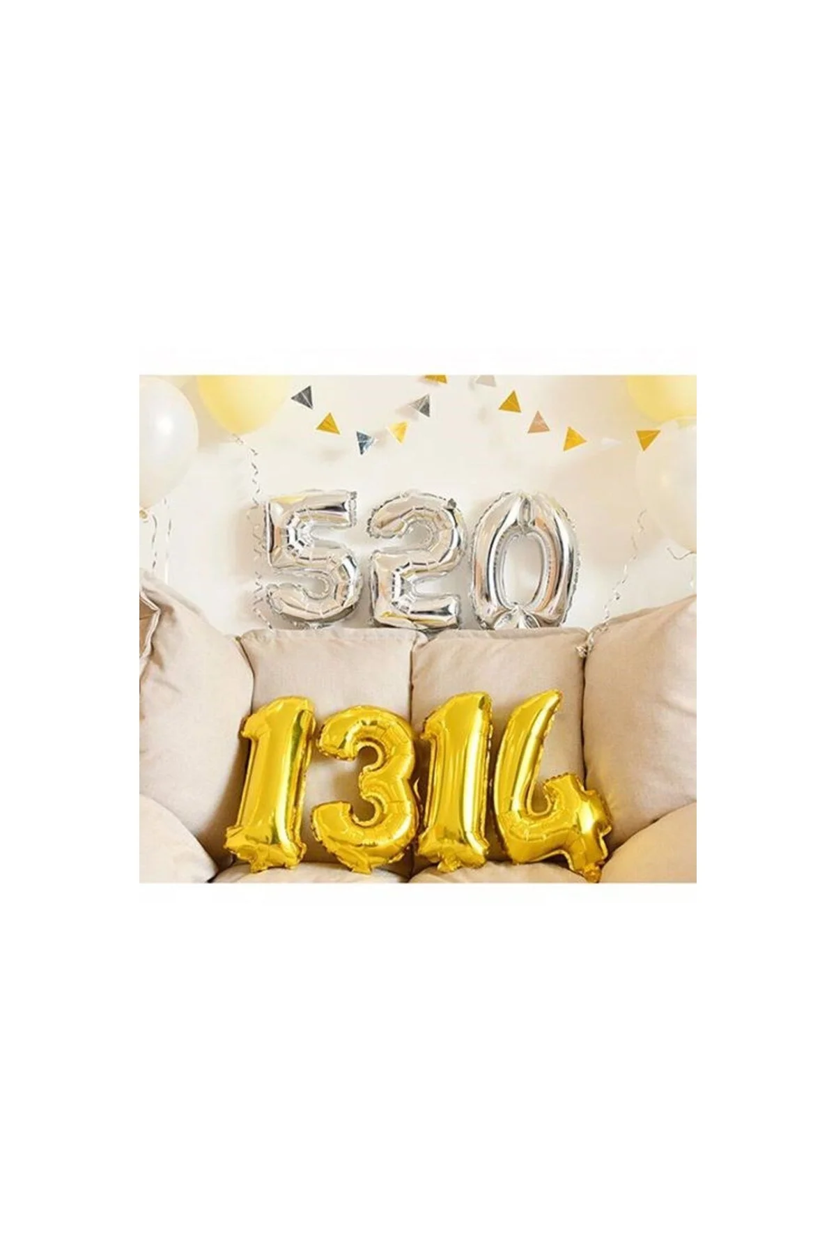 6 Rakam Folyo Gümüş Balon Küçük 35 Cm - PAZARIZ Görsel 2