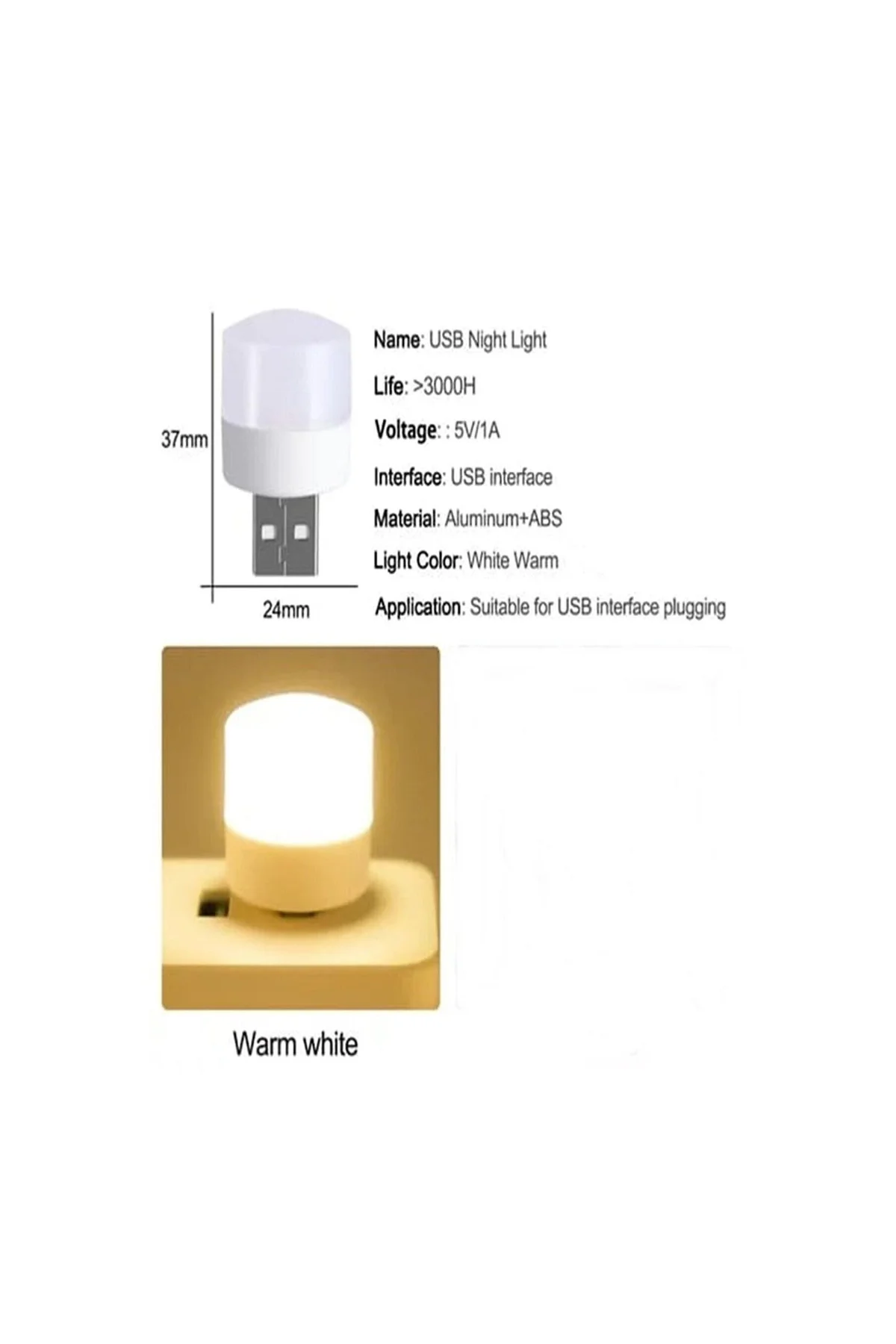 Mini Ampul 1w Taşınabilir Usb Led Işık - Powerbank Laptop Pc Uyumlu Mini Işık Usb Led Lamba - PAZARIZ Görsel 2