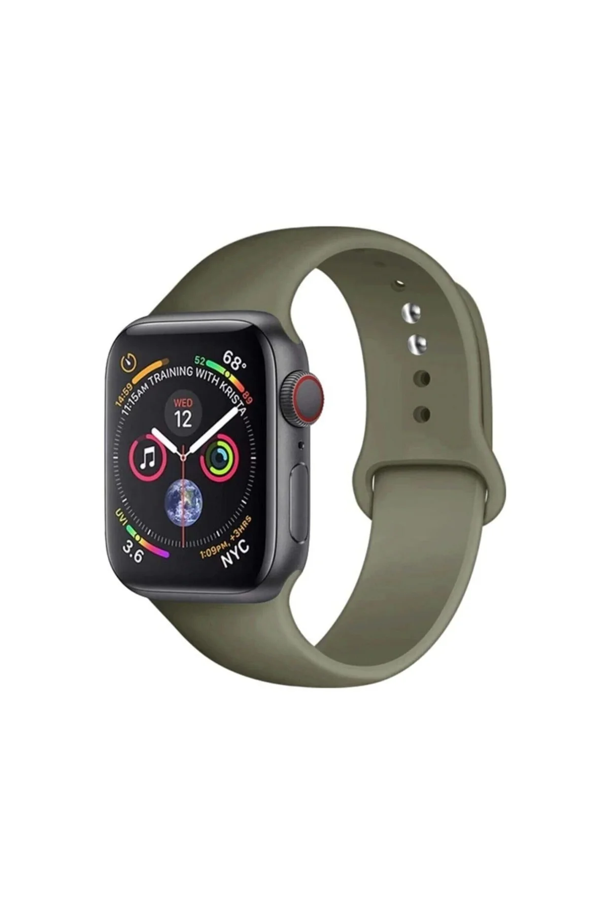 Apple Watch Uyumlu38mm 40mm 41mm 1/2/3/4/5/6/se/7/8 Spor Silikon Kordon Haki Yeşil