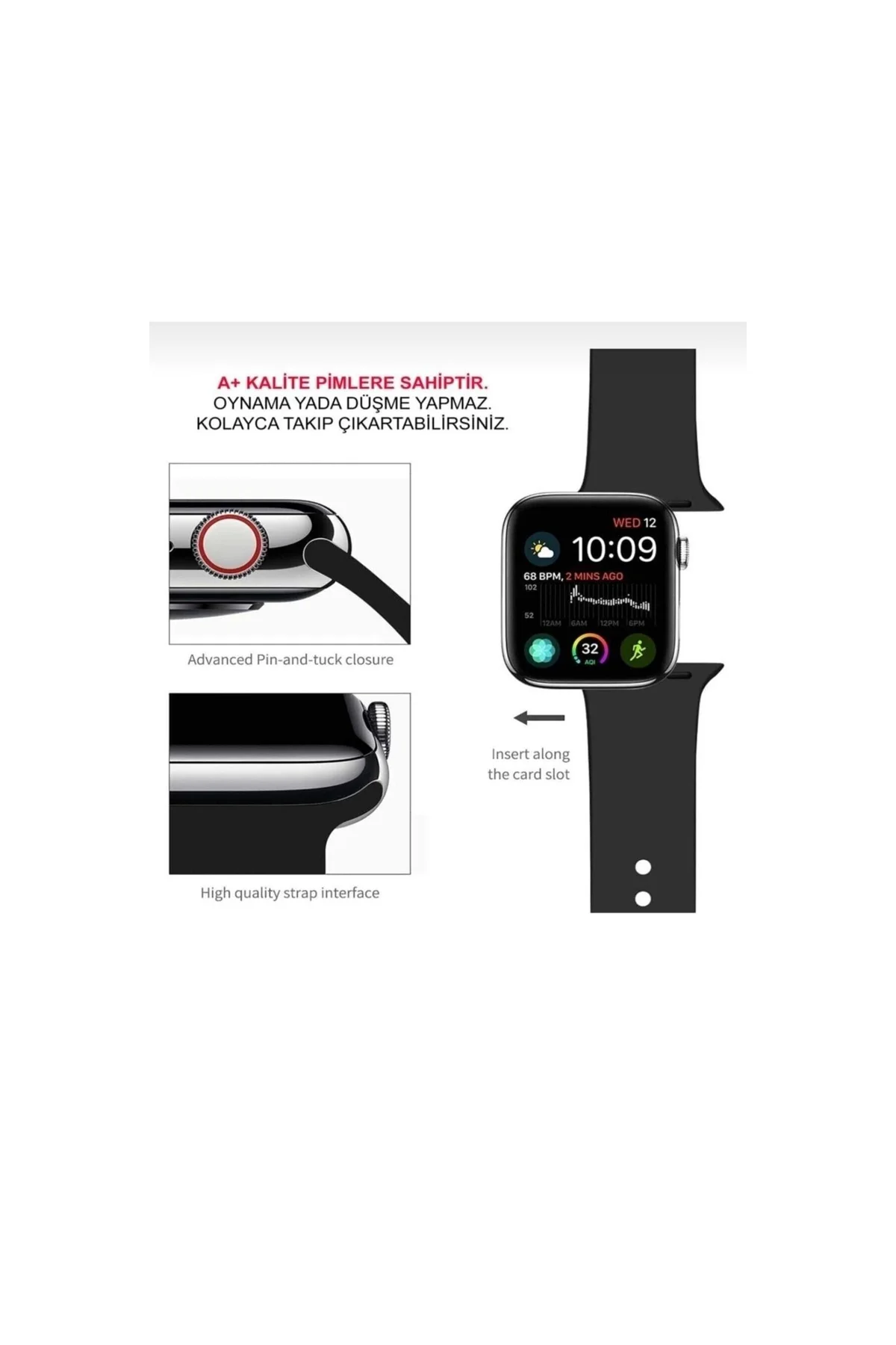 Apple Watch Uyumlu3 4 5 6 7 8 Ultra Se 42/44/45/49 Mm Kordon Kayış Kaliteli Silikon - PAZARIZ Görsel 3