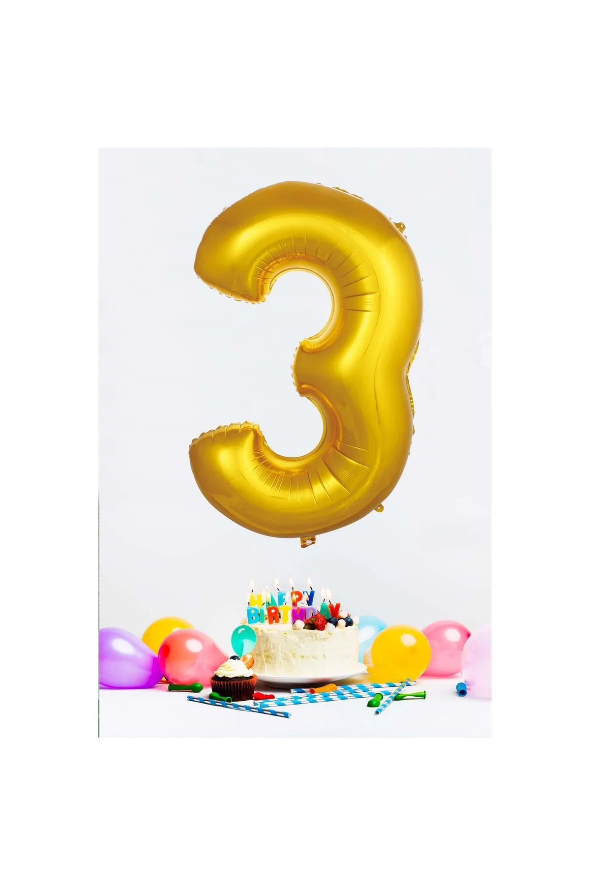 Gold Rakam Folyo Balon Gold Sayı Balonlar 16 Inç 40 Cm