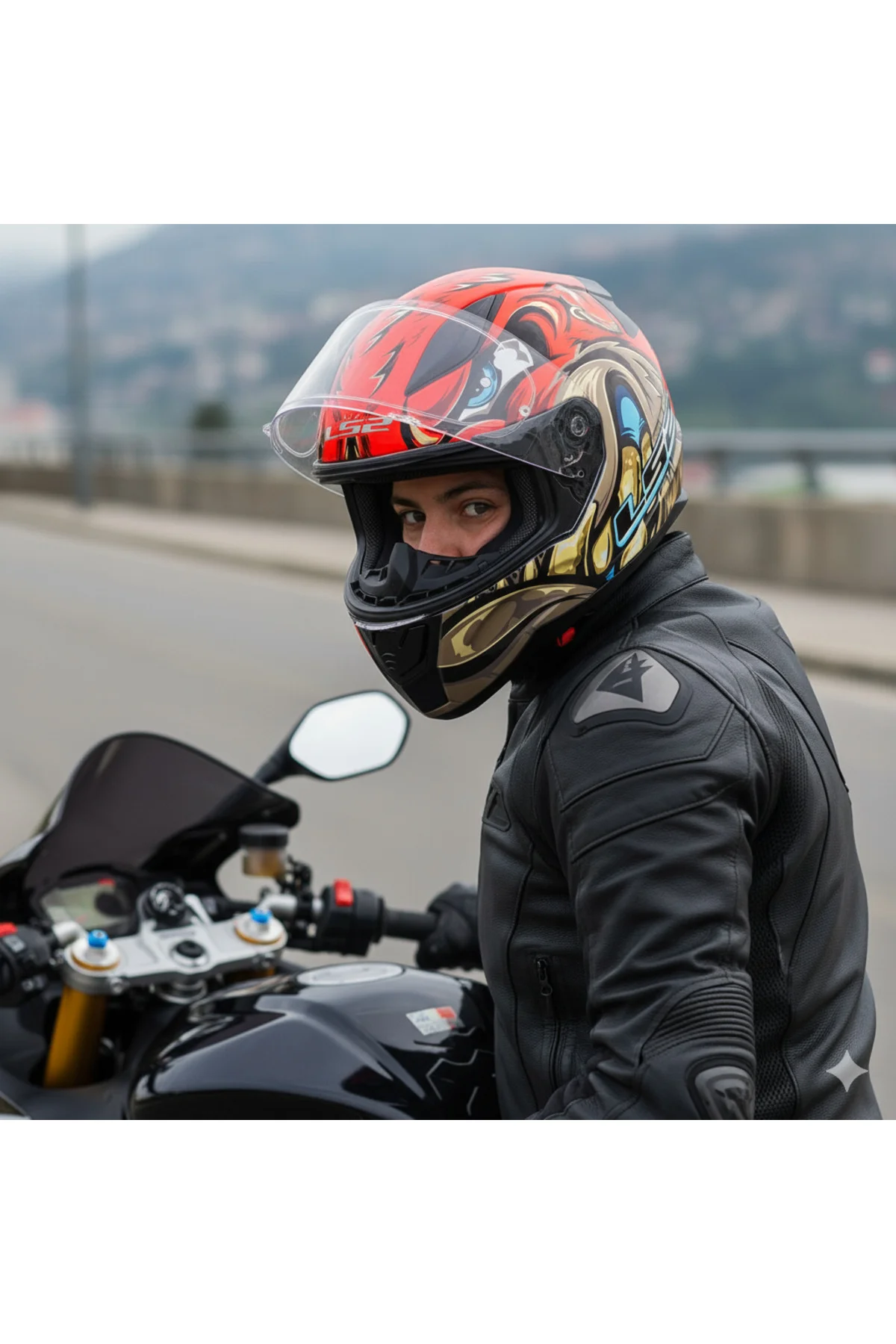 RAPID 2 SPOX KIRMIZI-GRİ MOTORCU KASKI