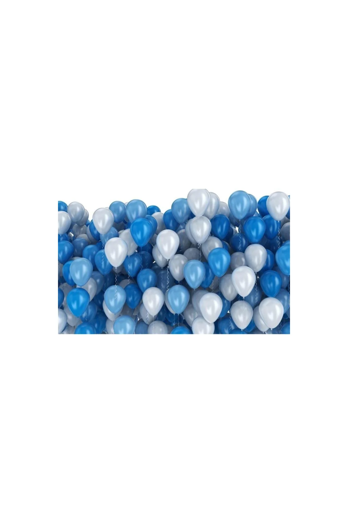 25 Adet Metalik Sedefli (koyu Mavi-beyaz) Karışık Balon Helyumla Uçan