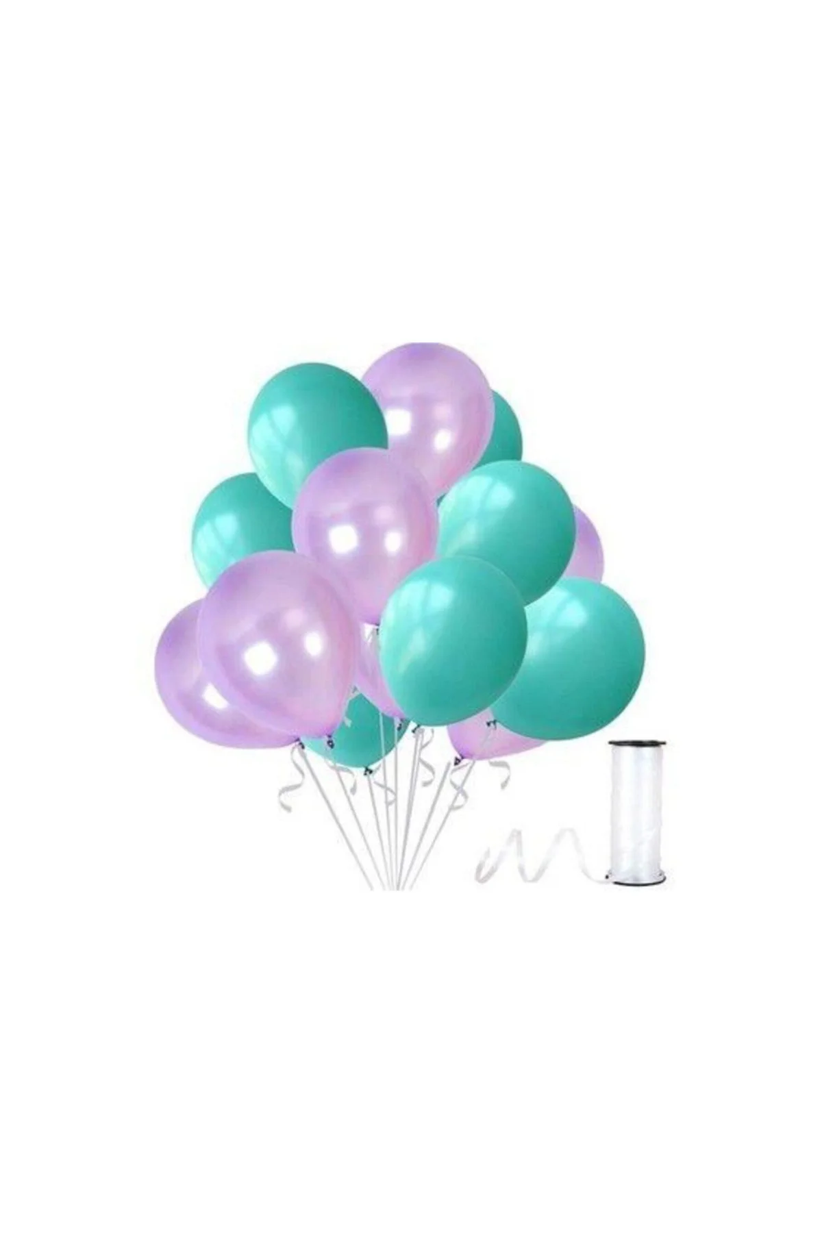 30 Adet Su Yeşili-lila Metalik Sedefli Balon