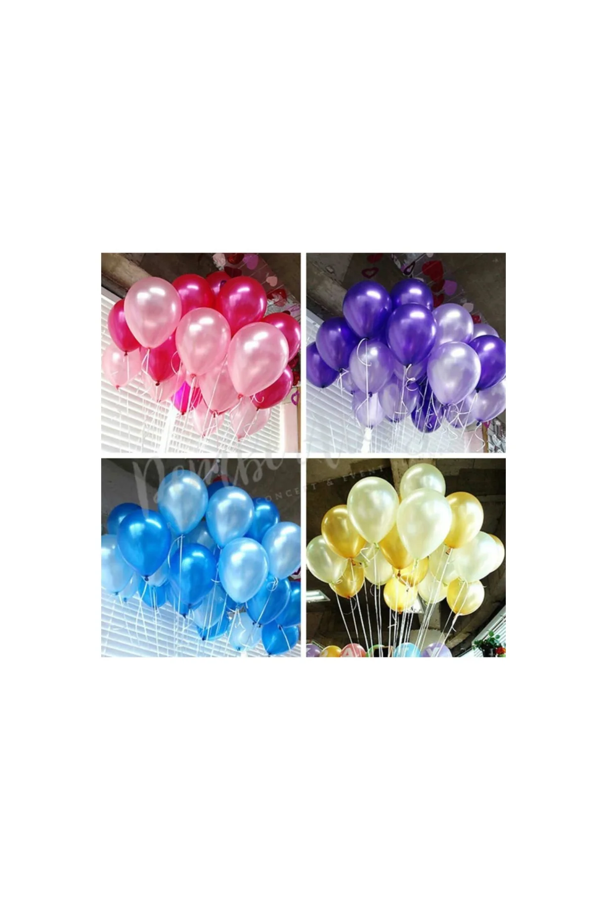 30 Adet Metalik Balon (mavi+beyaz+gri) Helyum Uyumlu Parlak Balon Metalize Balon - PAZARIZ Görsel 3