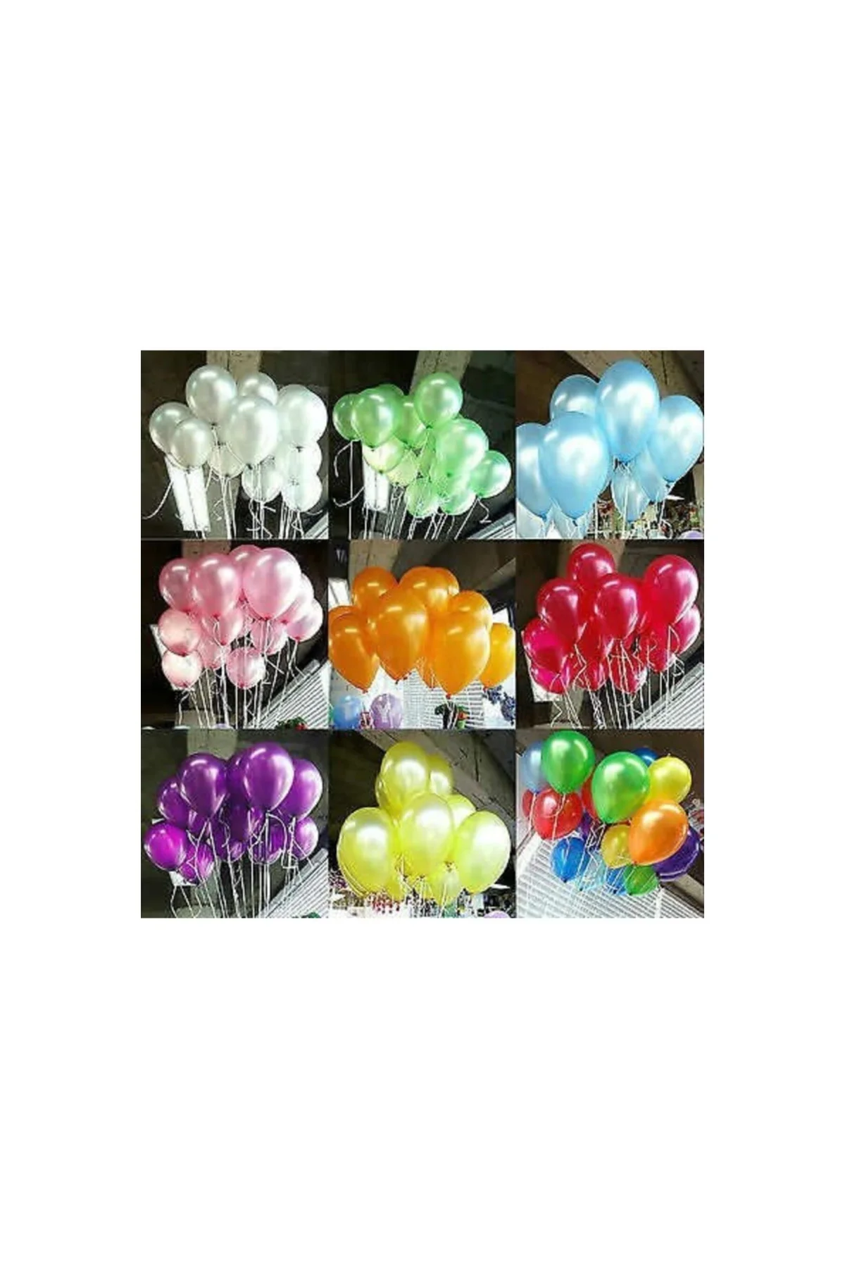 30 Adet Metalik Balon (mavi+beyaz+gri) Helyum Uyumlu Parlak Balon Metalize Balon - PAZARIZ Görsel 2