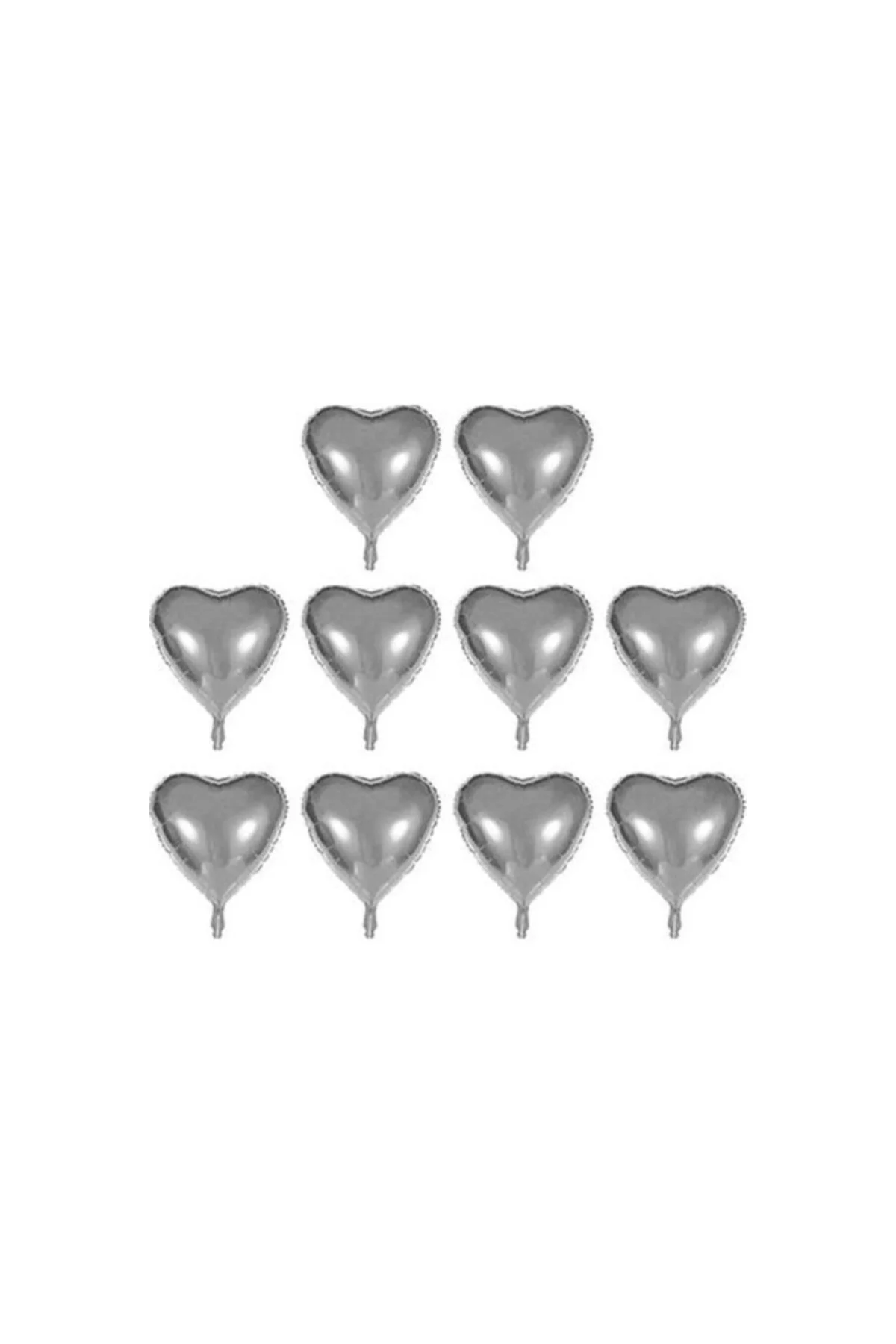 10 Adet 18''sevgililer Günü, Özel Gün, Parti Kalp Gümüş Folyo Balon Helyum Uyumlu
