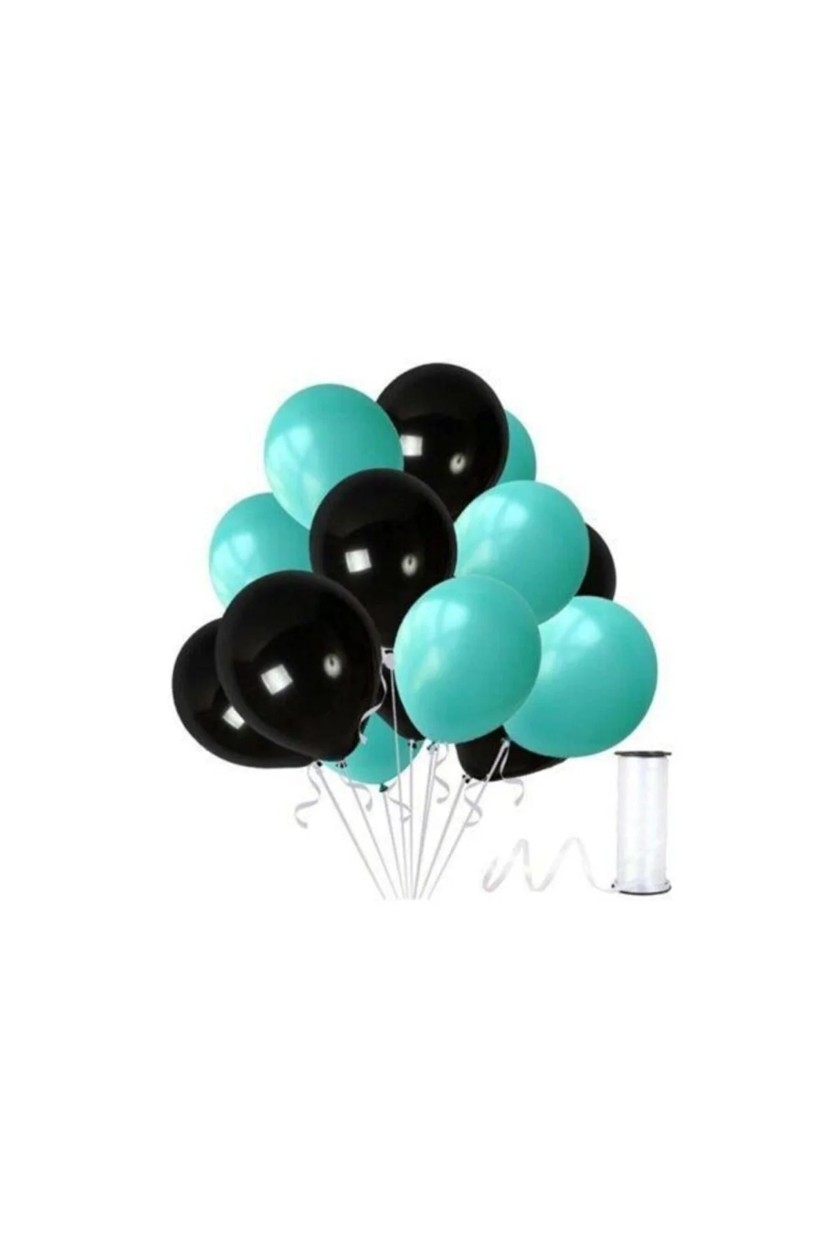 10 Adet Mint Su Yeşili-siyah Metalik Sedefli Balon