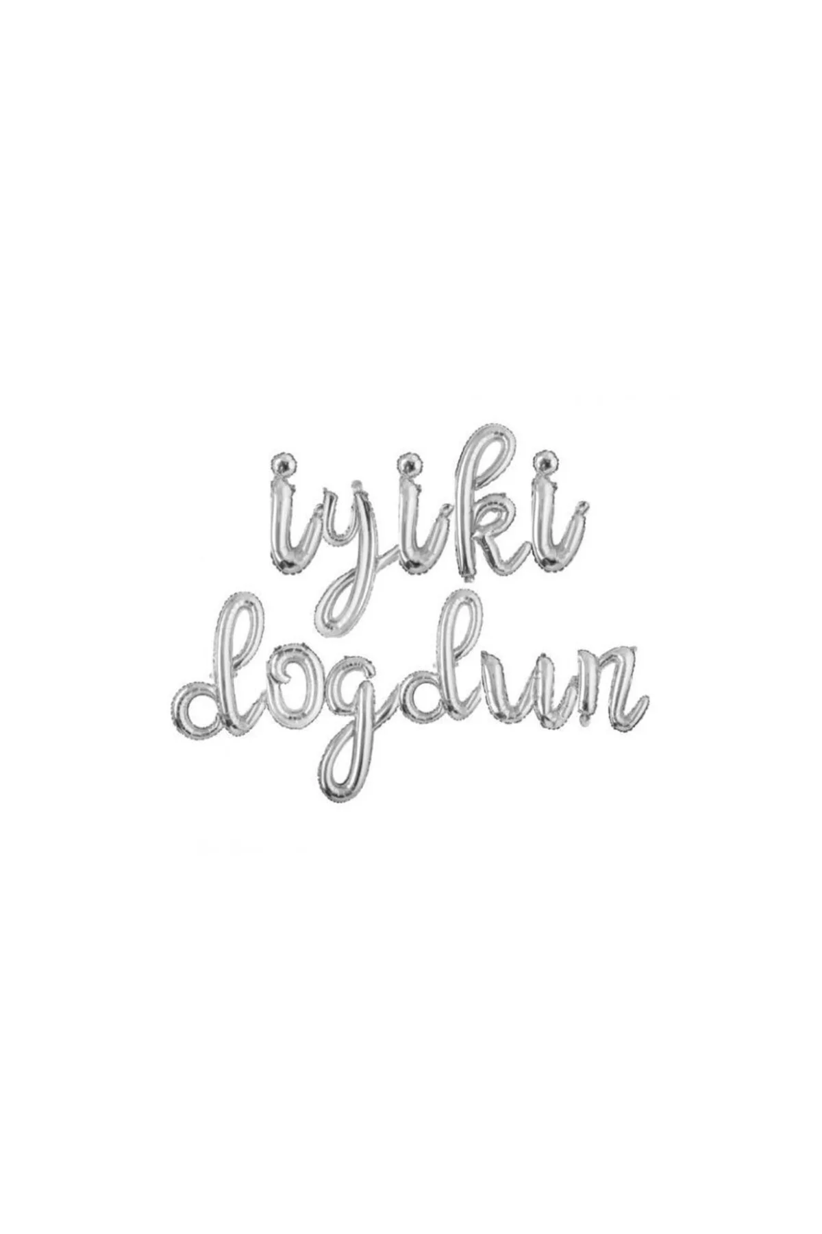 Iyiki Doğdun Folyo Balon Set Gümüş El Yazısı Modeli