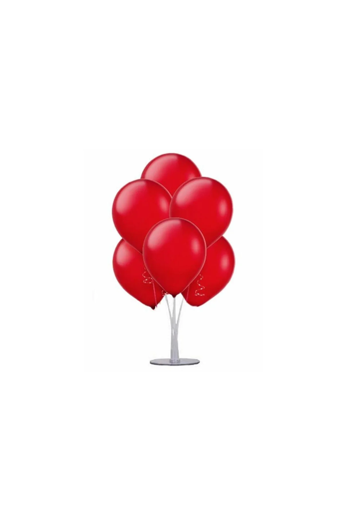 1 Adet 7 Balonlu Metalik Kırmızı Ayaklı Balon Standı