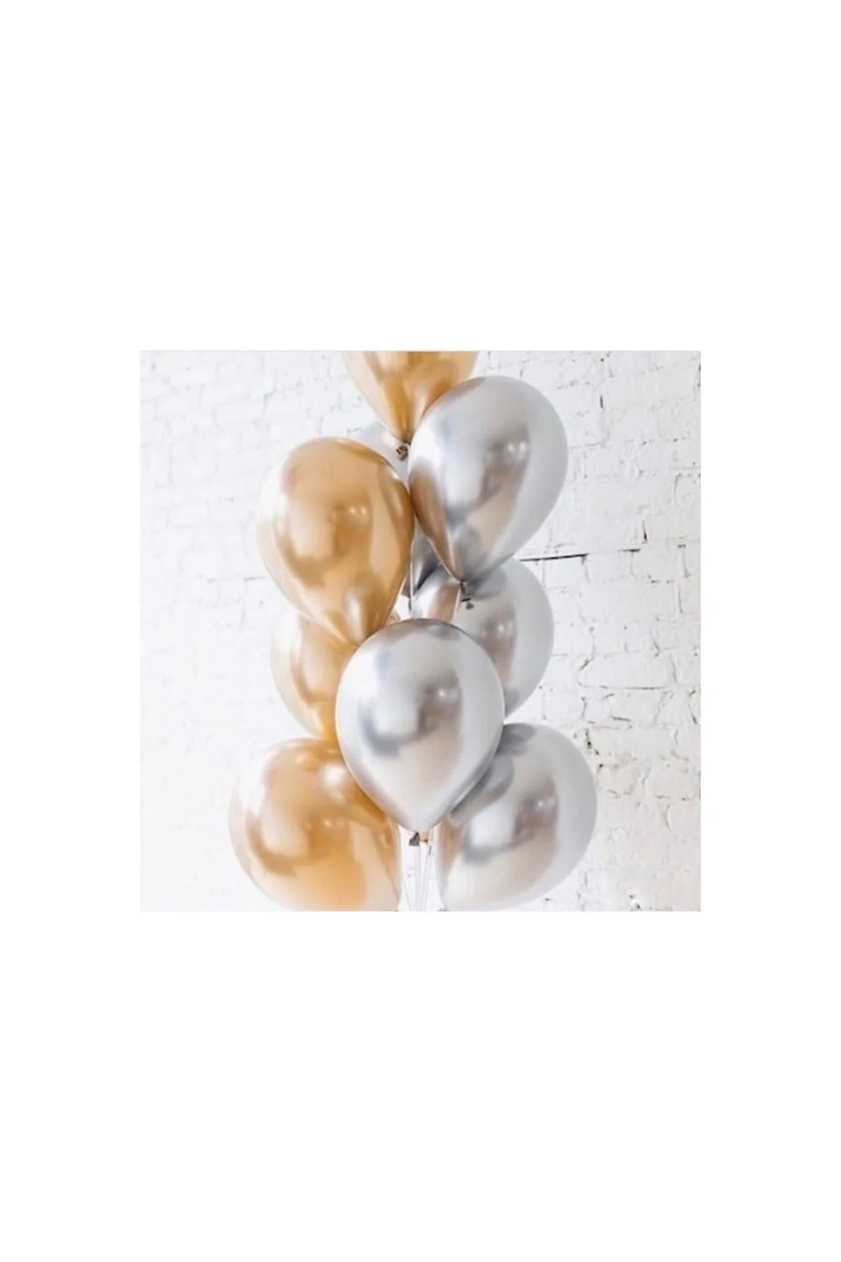Balon Parti Balonu Krom Balon Gold-gümüş Balon 10 Adet