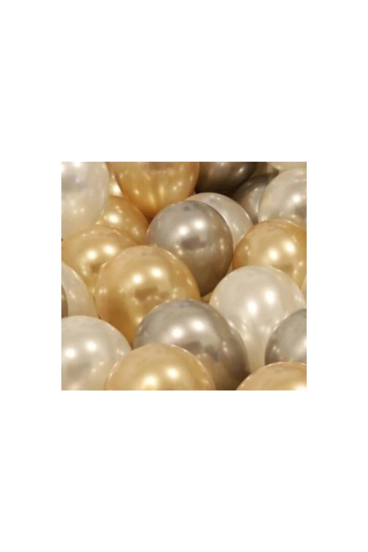 50 Adet Metalik Kaliteli (gold-gümüş-beyaz Karışık) Uçan Balon