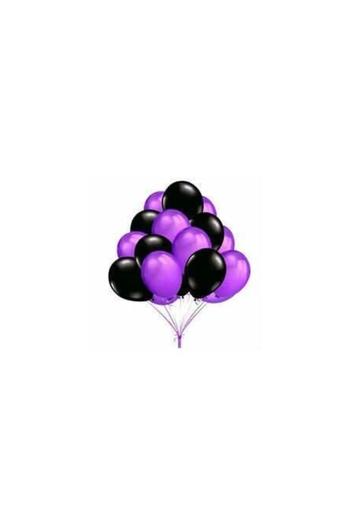 50 Adet Metalik Sedefli Uçan Balon Mor-siyah Karışık Balon