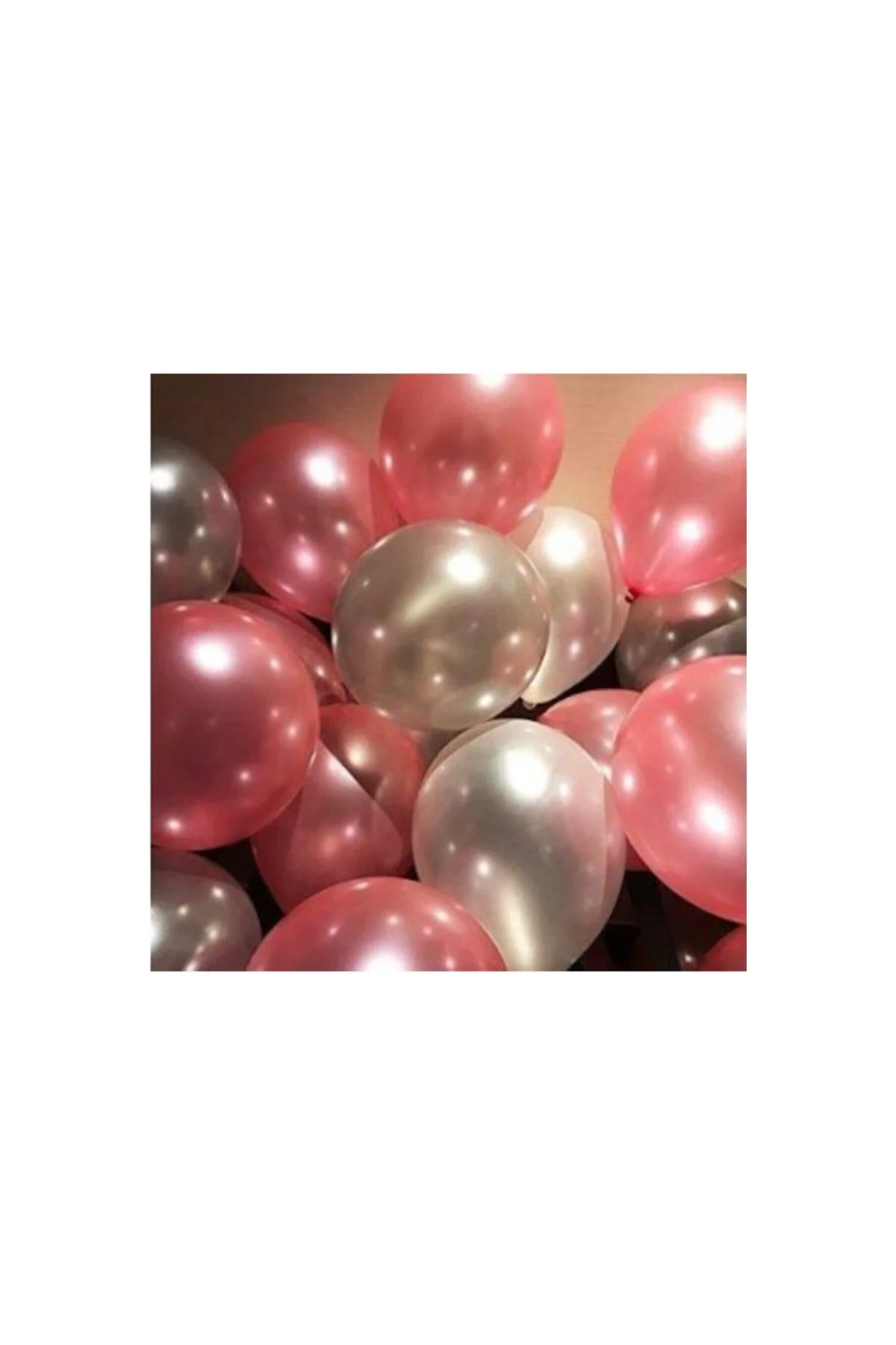 25 Ad Metalik Sedefli (şeker Pembe-gümüş Gri) Balon Helyumla Uçan