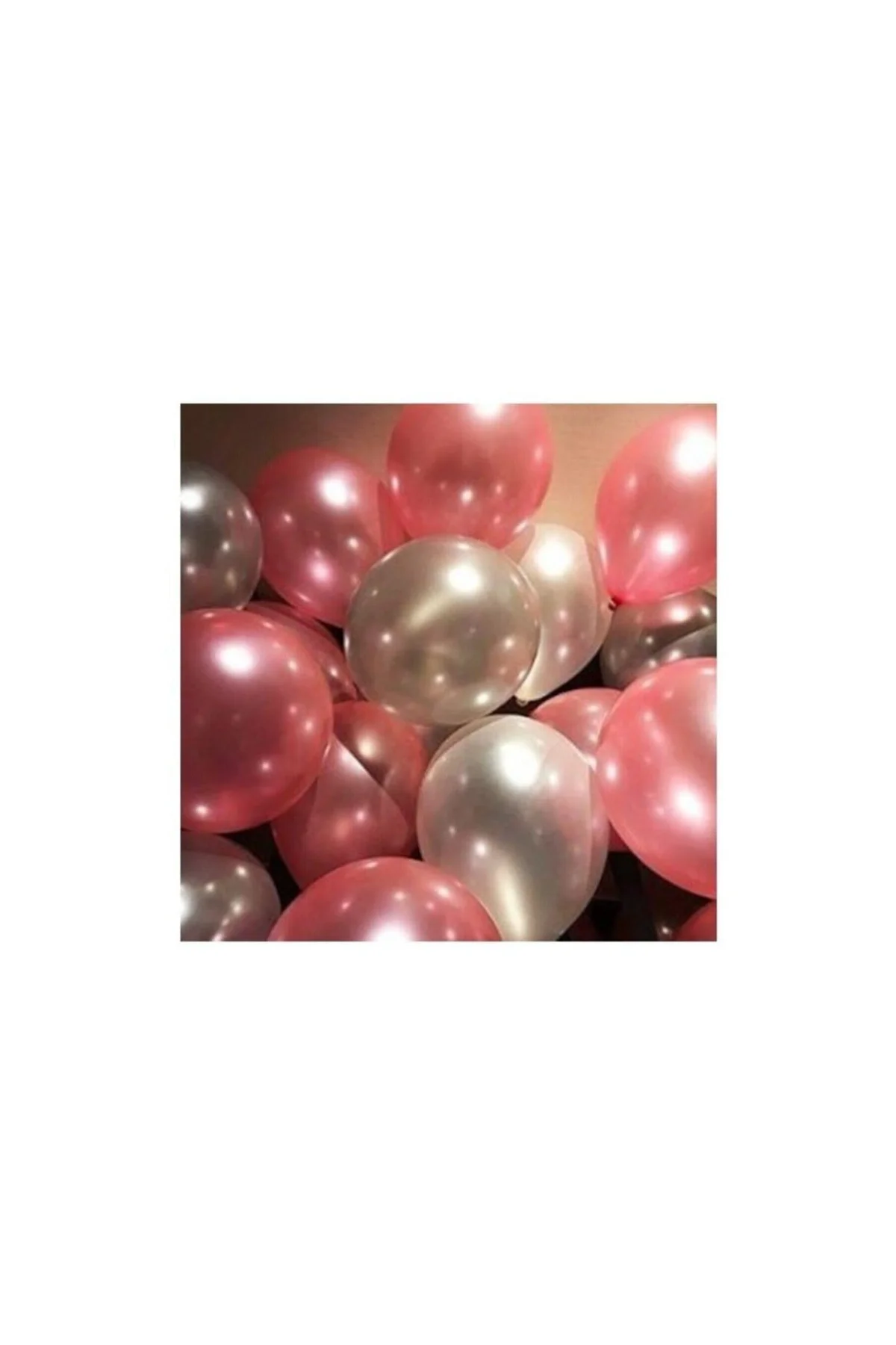 25 Ad Metalik Sedefli (şeker Pembe-gümüş Gri) Balon Helyumla Uçan - PAZARIZ Görsel 4