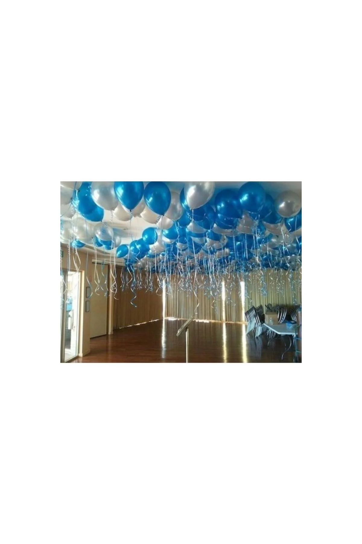 25 Adet Metalik Lacivert Koyu Mavi + Gümüş Gri Karışık Balon