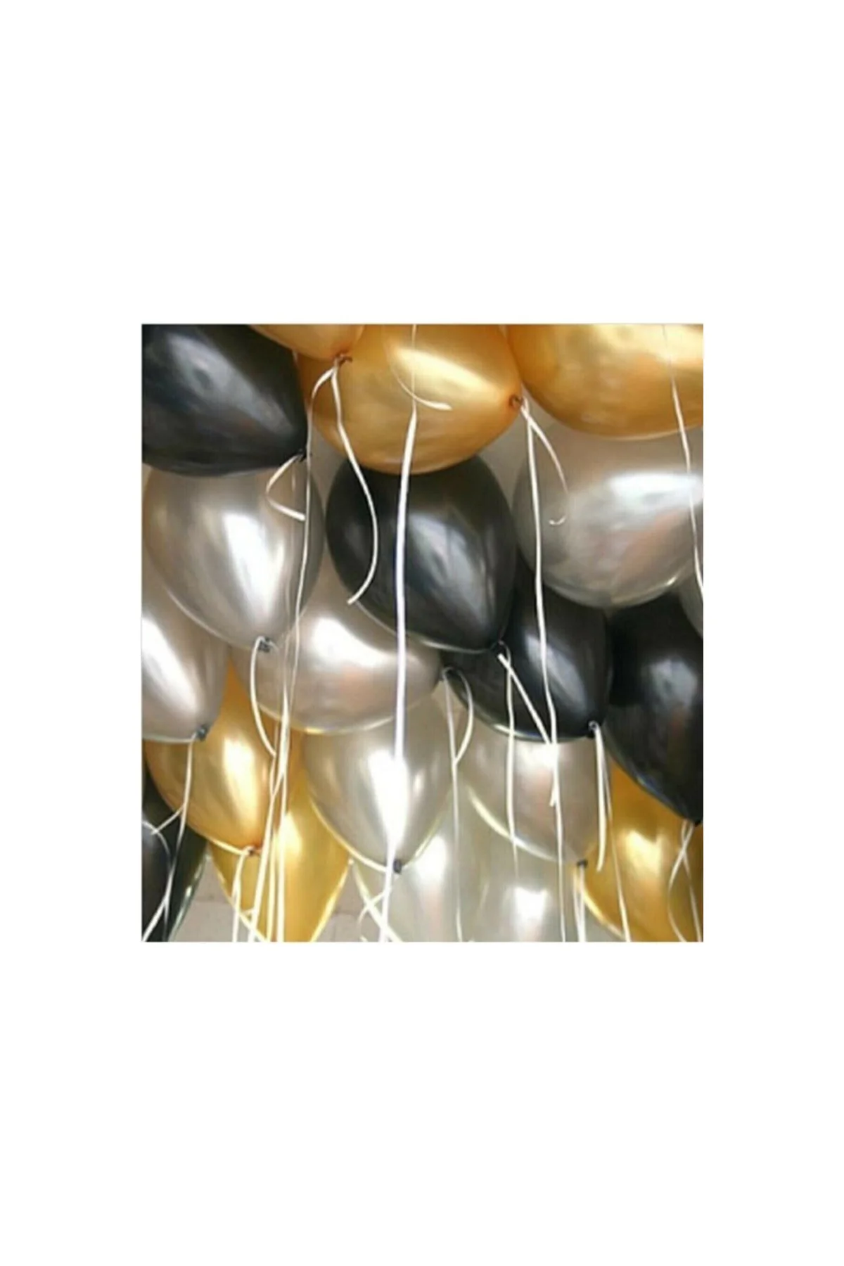 30 Adet 12 Inç Parti Balonu Metalik Gold -metalik Gümüş Pastel Siyah