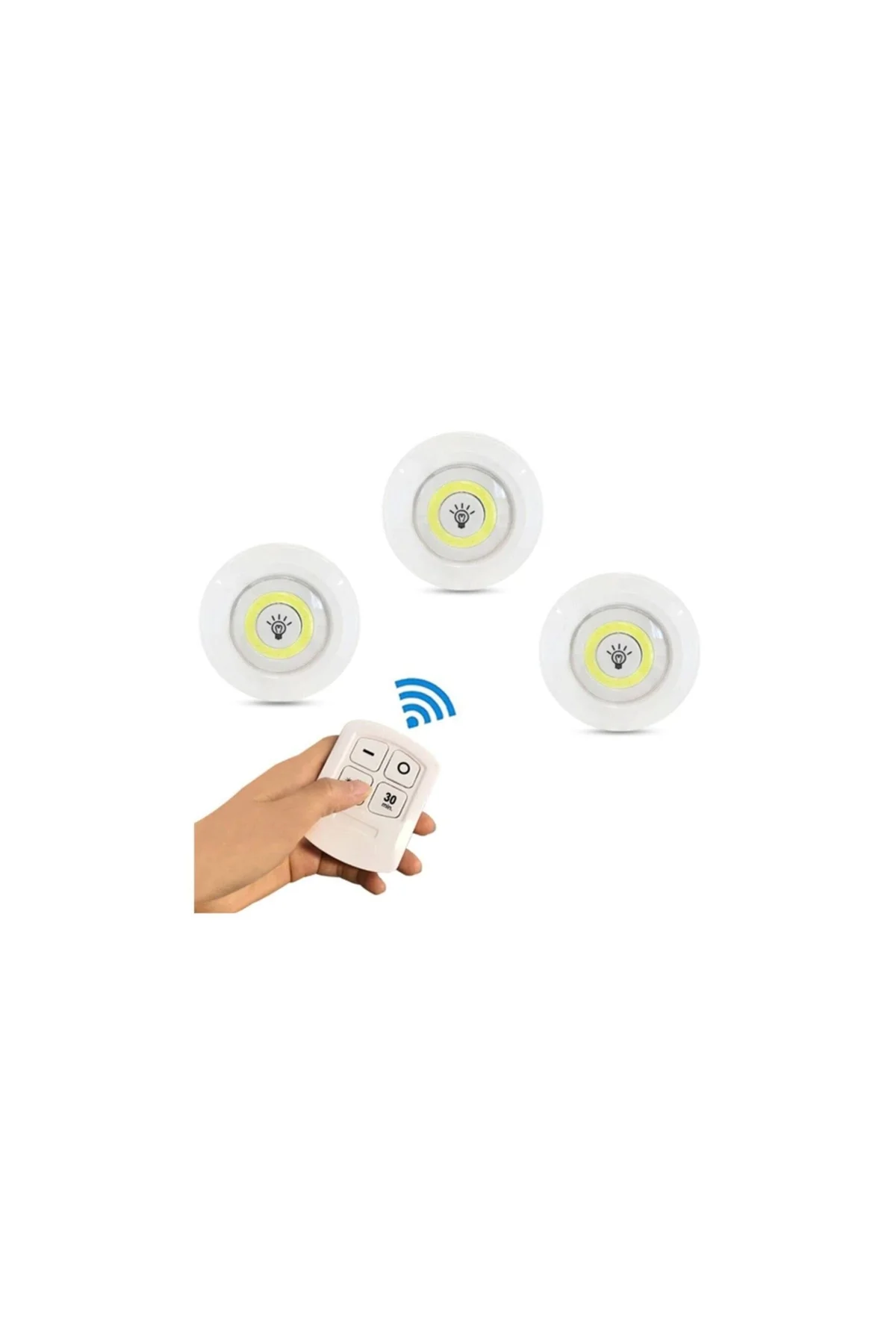 Uzaktan Kumandalı 3lü Led Lamba Kablosuz Pilli Işıldak