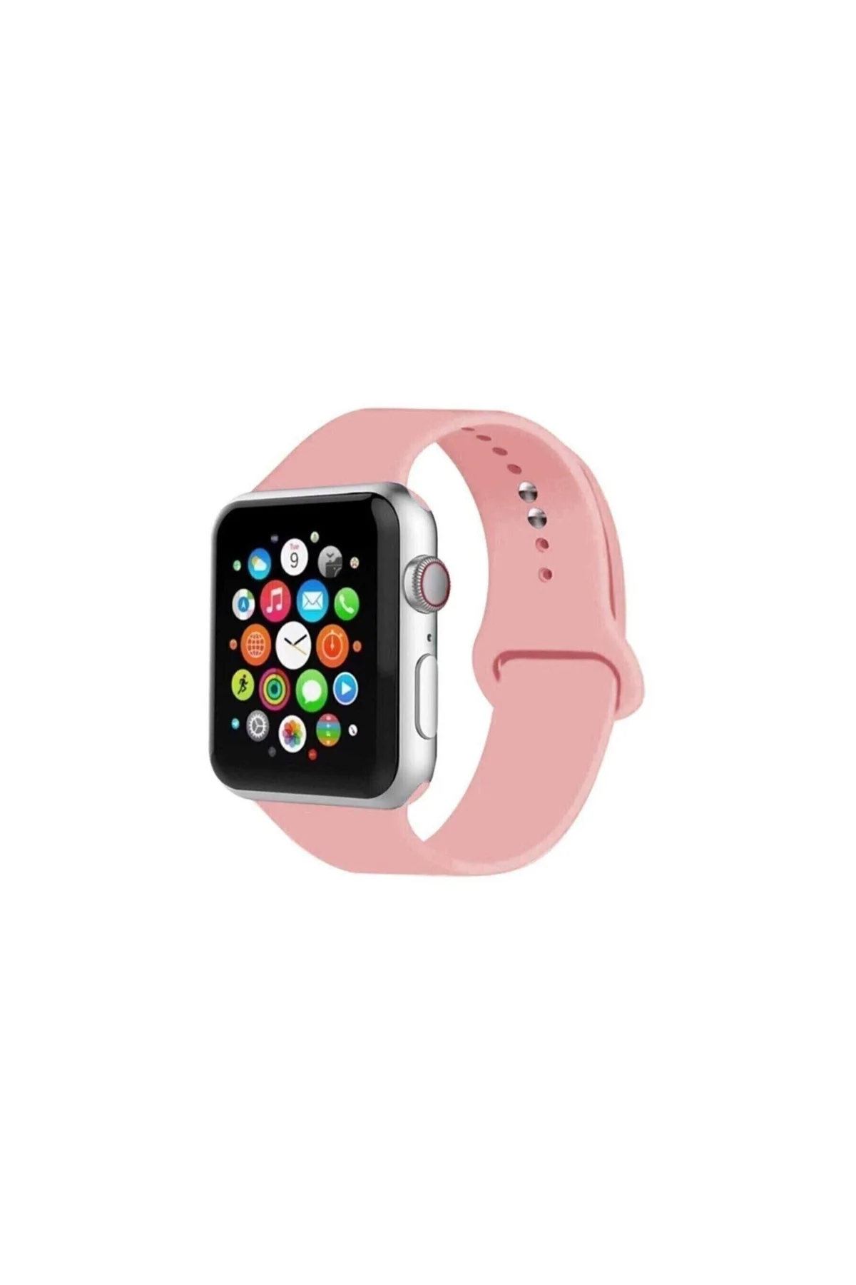 Apple Watch Uyumlu2 3 4 5 6 7 Se 38 Mm 40 Mm 41 Mm Silikon Kordon Kayış Toz Pembe