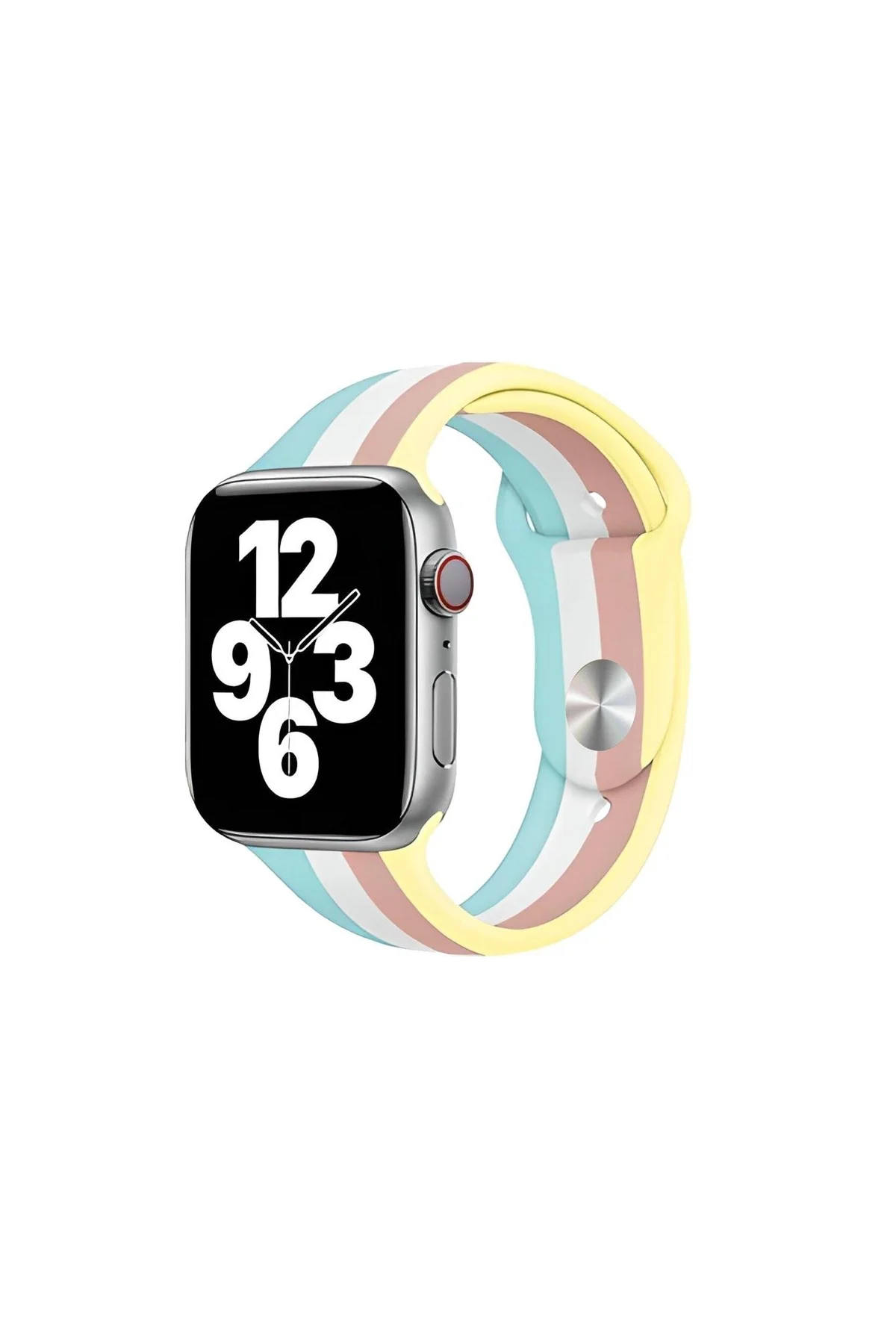 Apple Watch Uyumlu1 2 3 4 5 6 Se 42-44-45-49 Mm Ayarlanair Silikon Rainbow Kordon Kayış