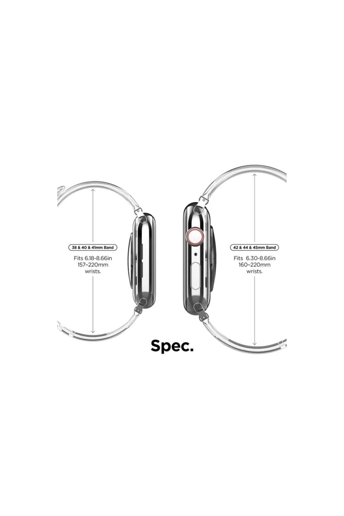 Apple Watch Uyumlu1 2 3 4 5 6 7 Se 38mm Klasik Silikon Kordon Kayış Şeffaf - PAZARIZ Görsel 4