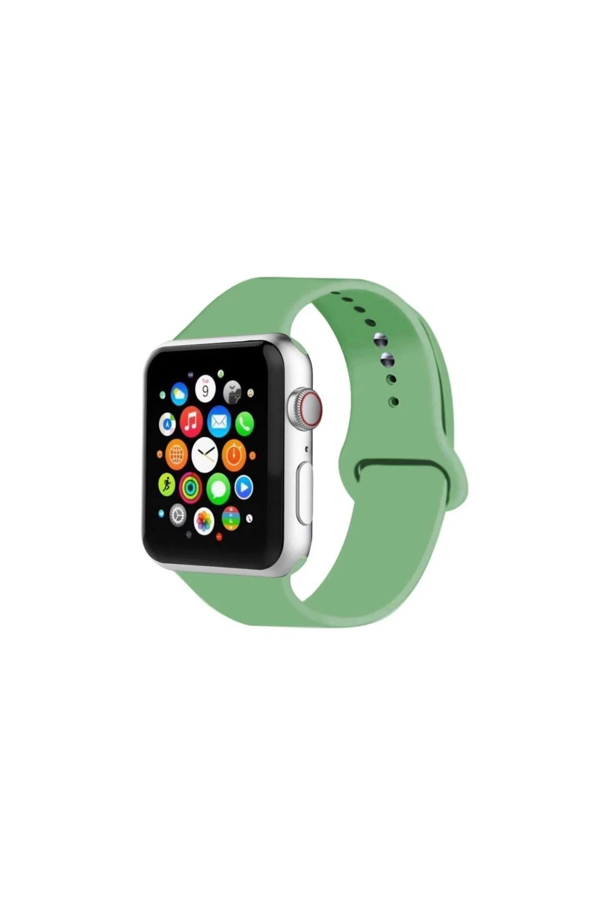 Yeşil Apple Watch Uyumlu Kordon 2 3 4 5 Uyumlu Seri 42 Mm Ve 44 Mm Silikon Kordon Kayış