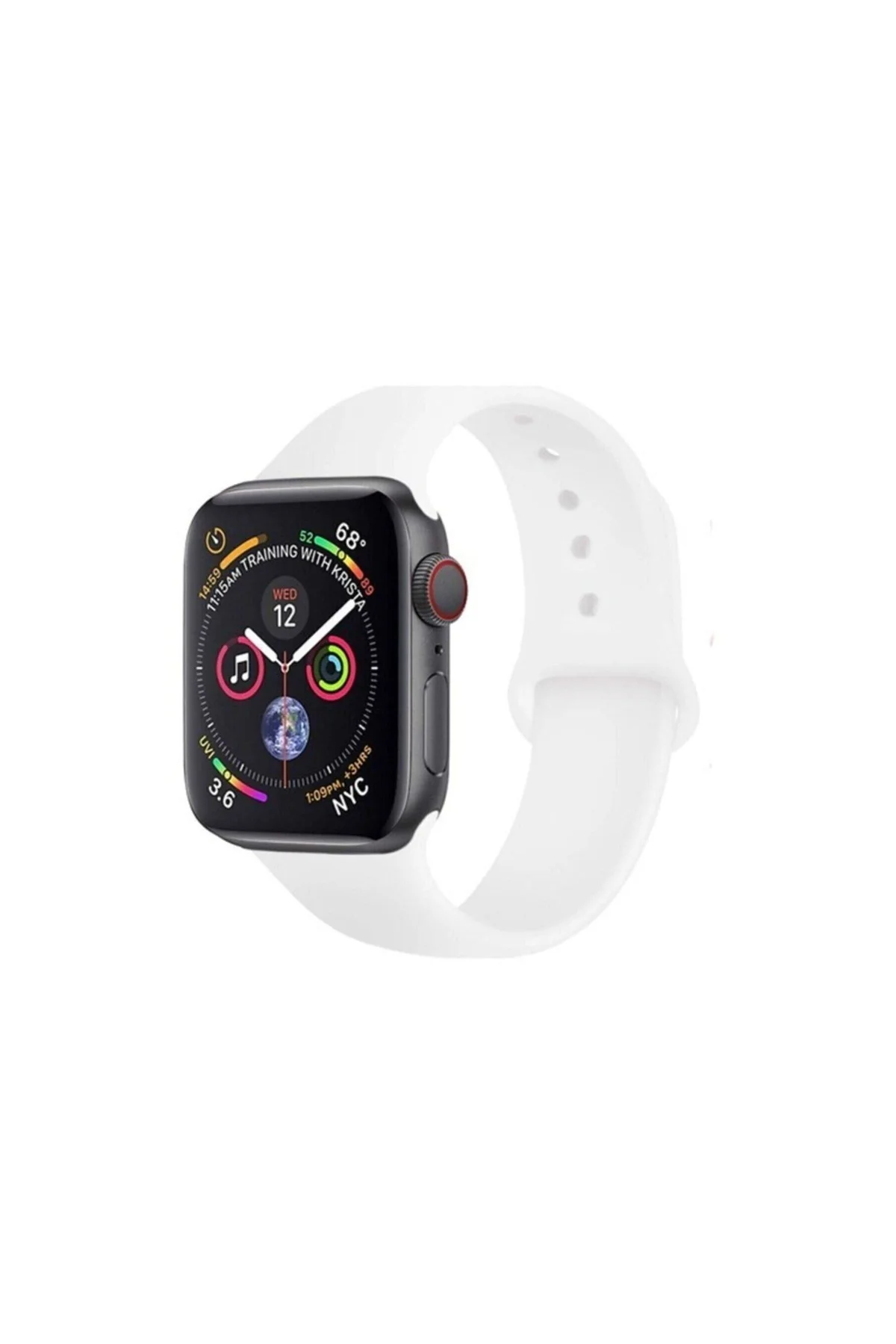 Apple Watch Uyumlu38 - 40 Mm Spor Kordon Silikon Kayış Beyaz