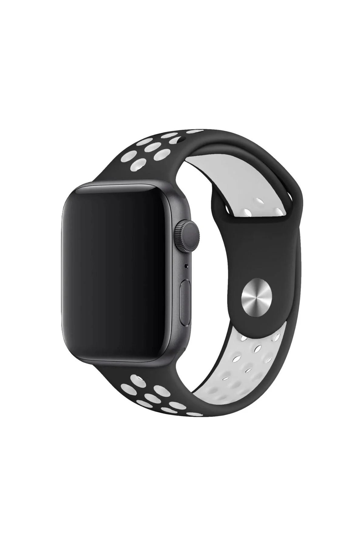 Apple Watch Uyumlu8 Ultra 49mm Ile Kayış Spor Delikli Silikon Sd01 Kordon Siyah-beyaz