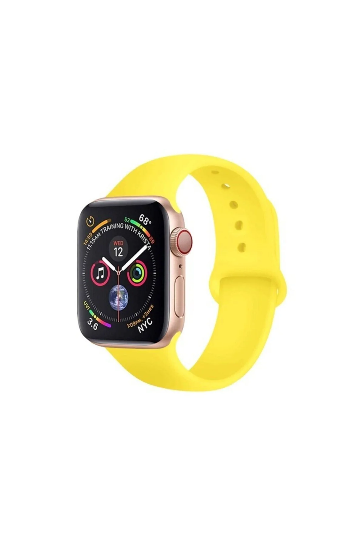 Apple Watch Uyumlu 38 - 40 Mm Spor Kordon Silikon Kayış Sarı