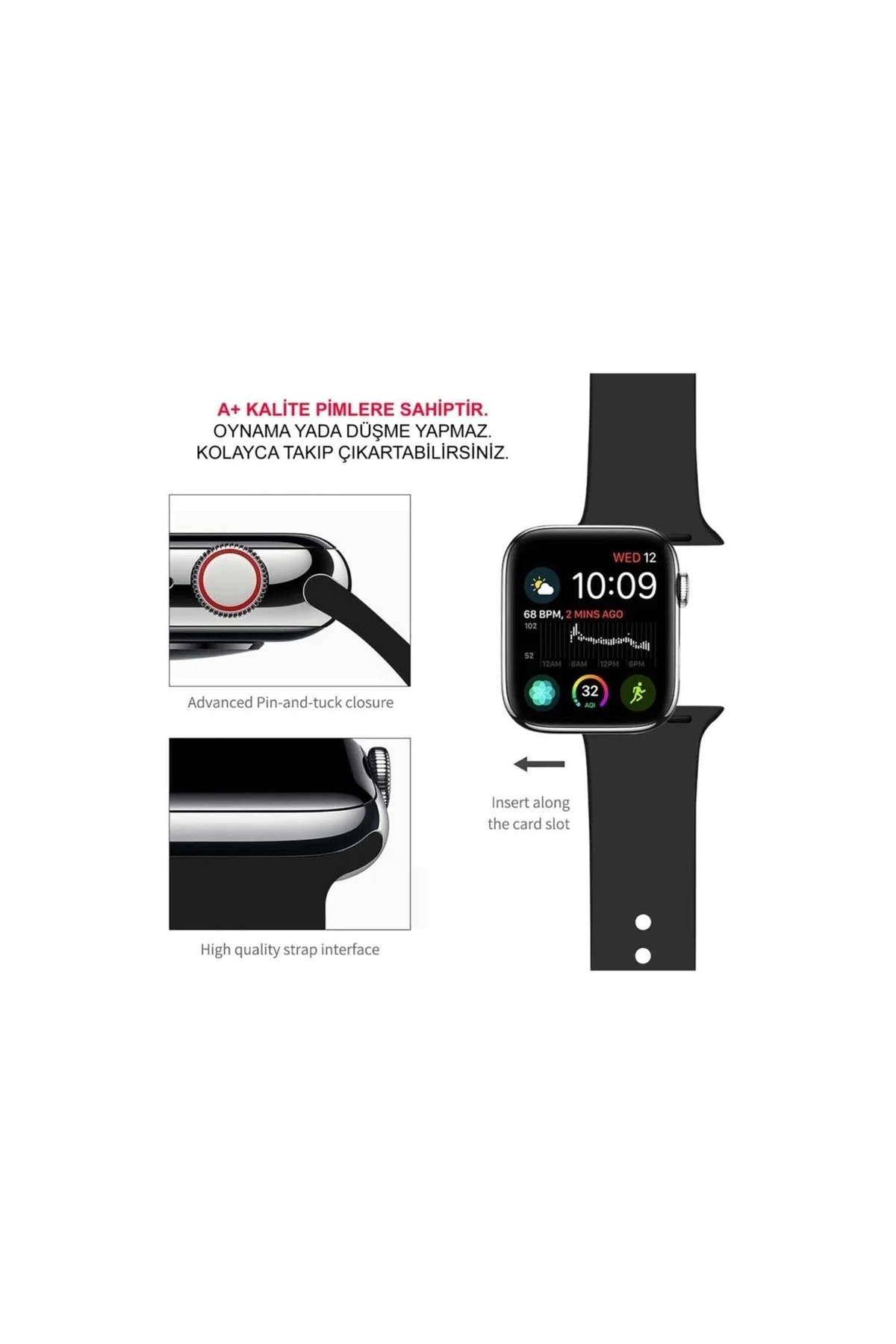 Apple Watch Uyumlu Kayış Seri 7 - 6 - Se - 5 - 4 - 3 - 2 - 1 - 42mm 44mm - Beyaz - PAZARIZ Görsel 3