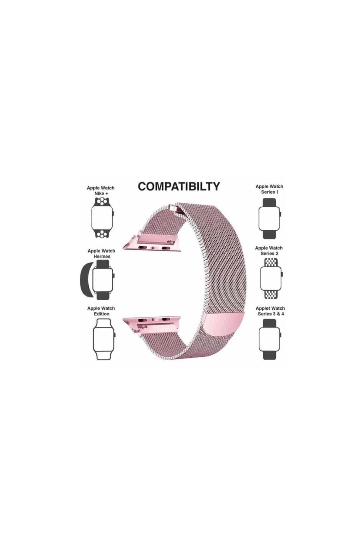 Apple Watch Uyumluhasır 38mm / 40mm Milanese Kordon Rose Gold - PAZARIZ Görsel 4