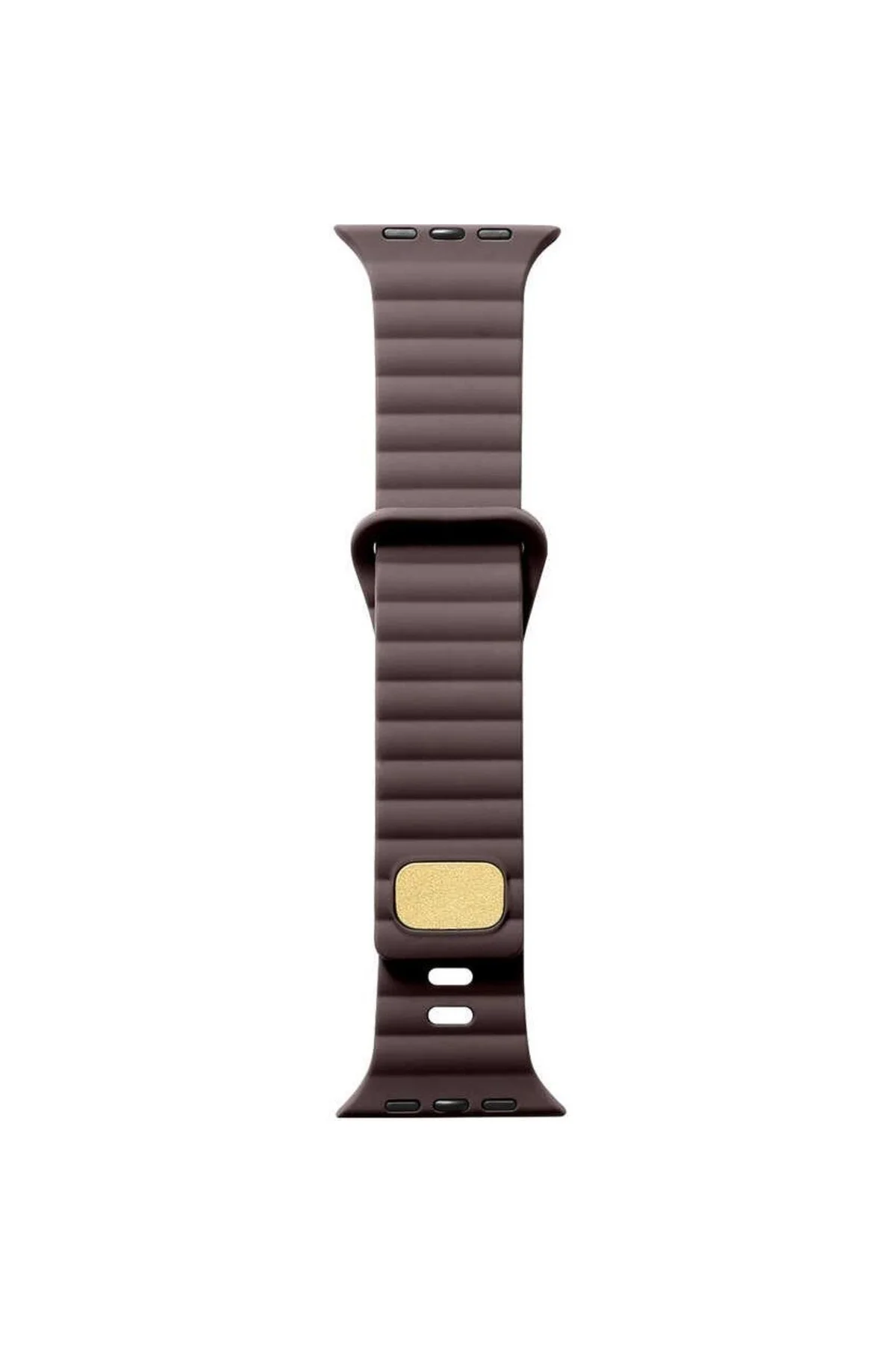 Apple Watch Uyumluseries 8 45mm Kordon Silikon Metal Tokalı Ayarlanair Krd73 Kahverengi