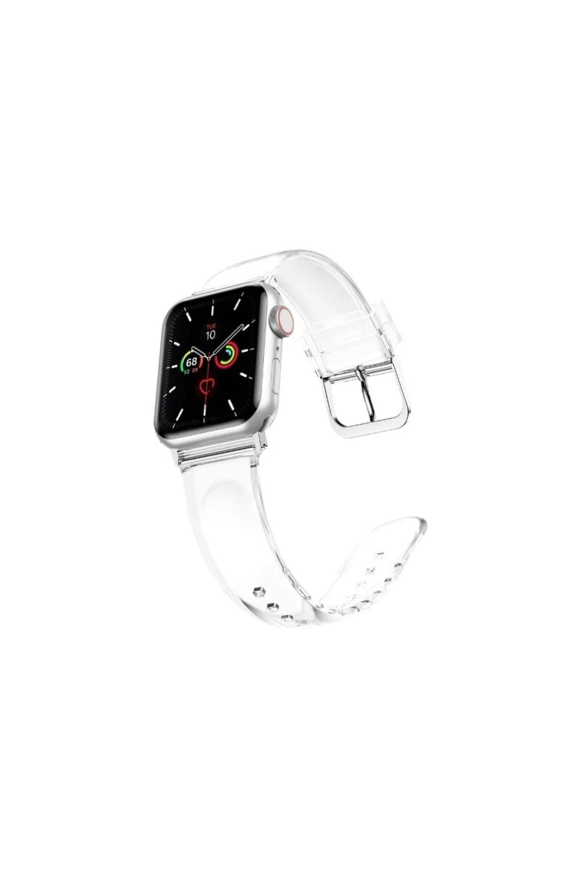 Apple Watch Uyumlu1 2 3 4 5 6 7 Se 38mm 40mm 41mm Klasik Silikon Kordon Kayış Şeffaf - PAZARIZ Görsel 5