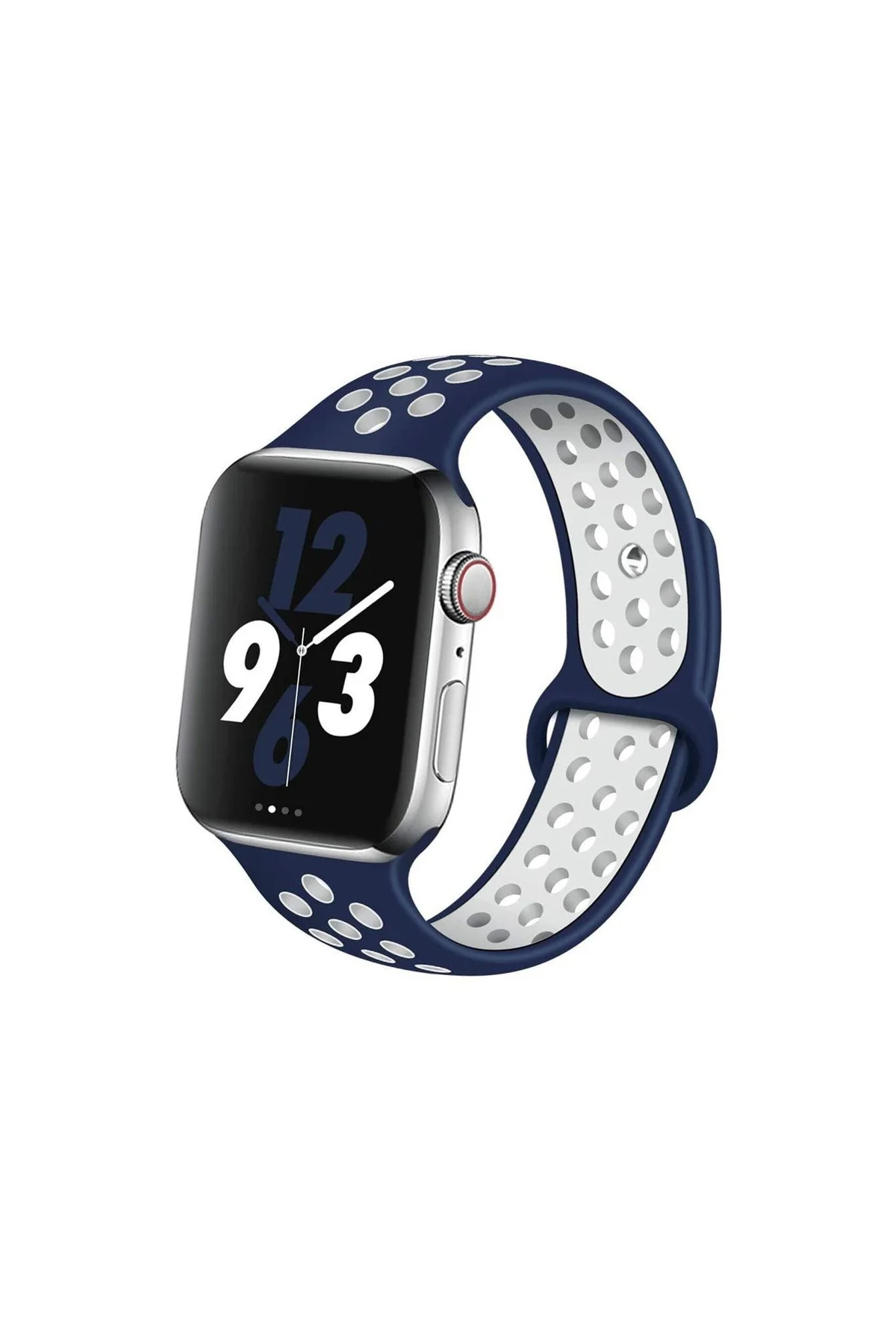 Watch Uyumlu Silikon Kordon Kayış Seri 1 | 2 | 3 | 4 | 5 42mm/44mm - Lacivert Beyaz