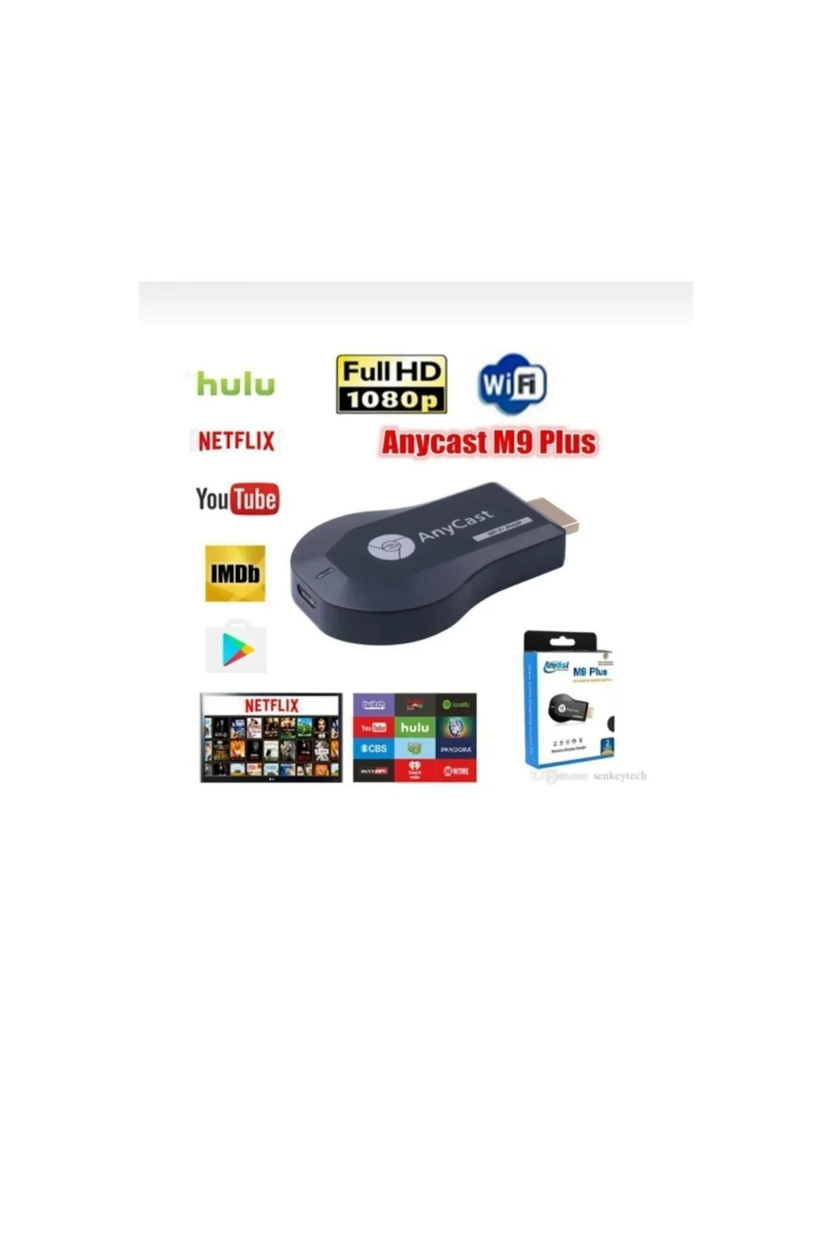 Siyah M9 Plus Hdmi Kablosuz Görüntü ve Ses Aktarıcı - ANYCAST Görsel 4