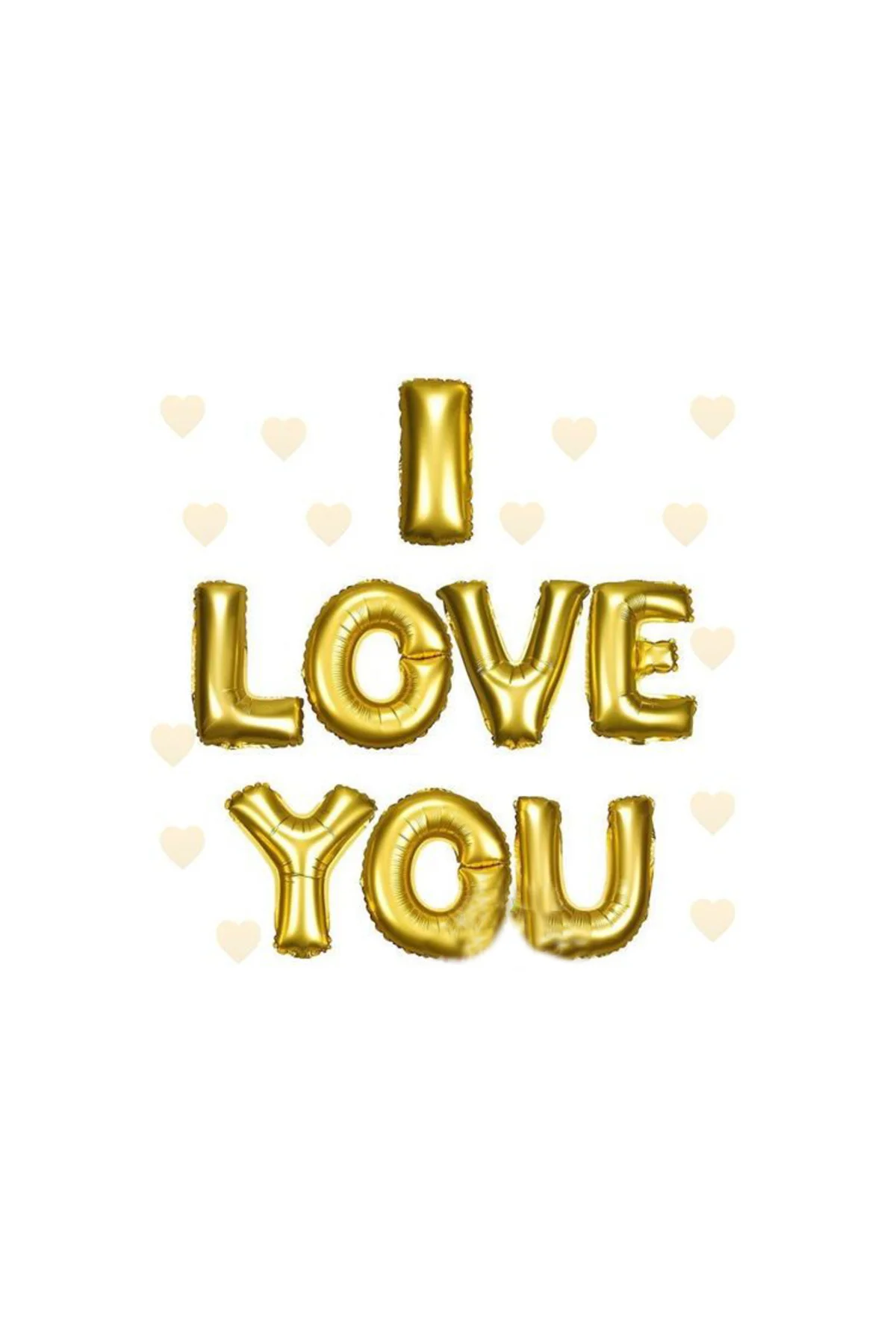 I Love You Folyo Balon Altın Renk 35 CM