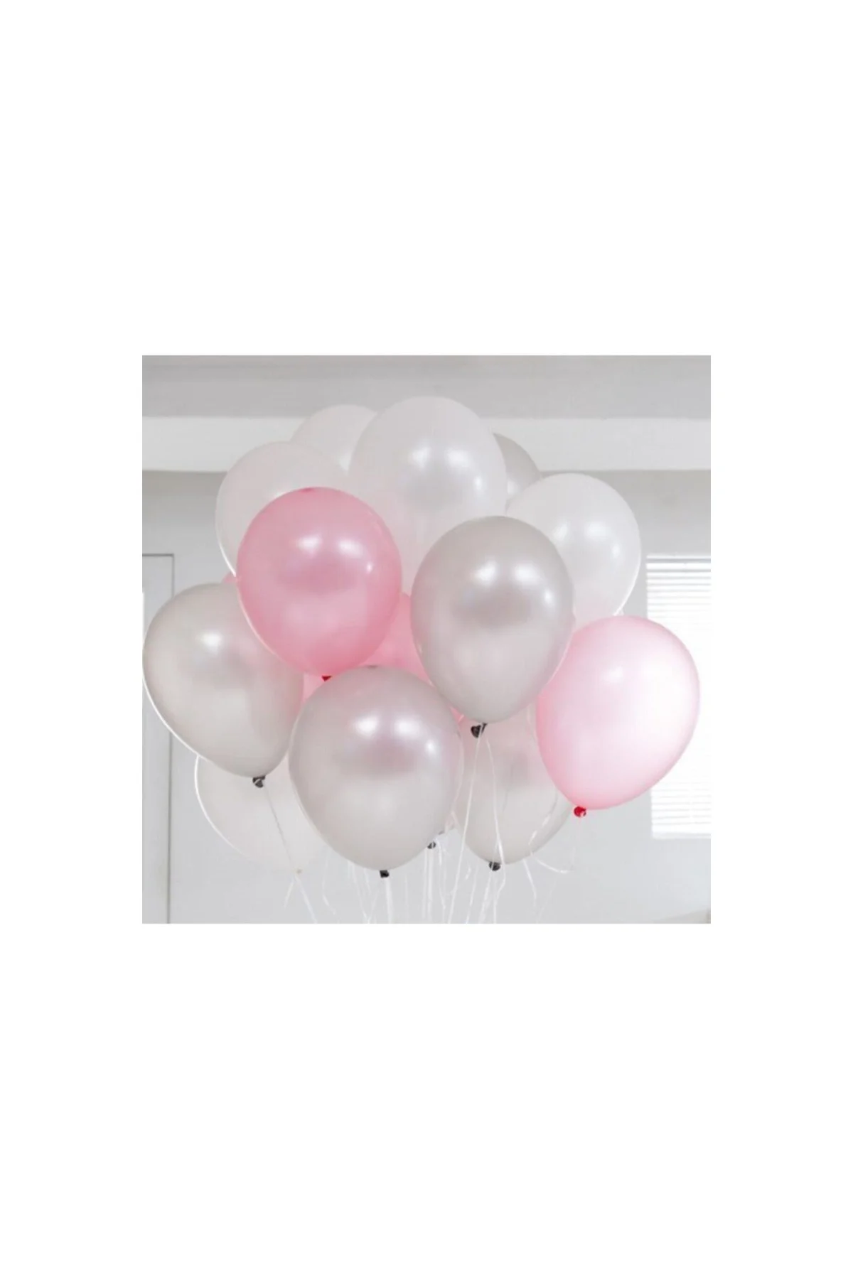 Metalik Sedefli (pembe -gümüş Karışık) Uçan Balon - PAZARIZ Görsel 2