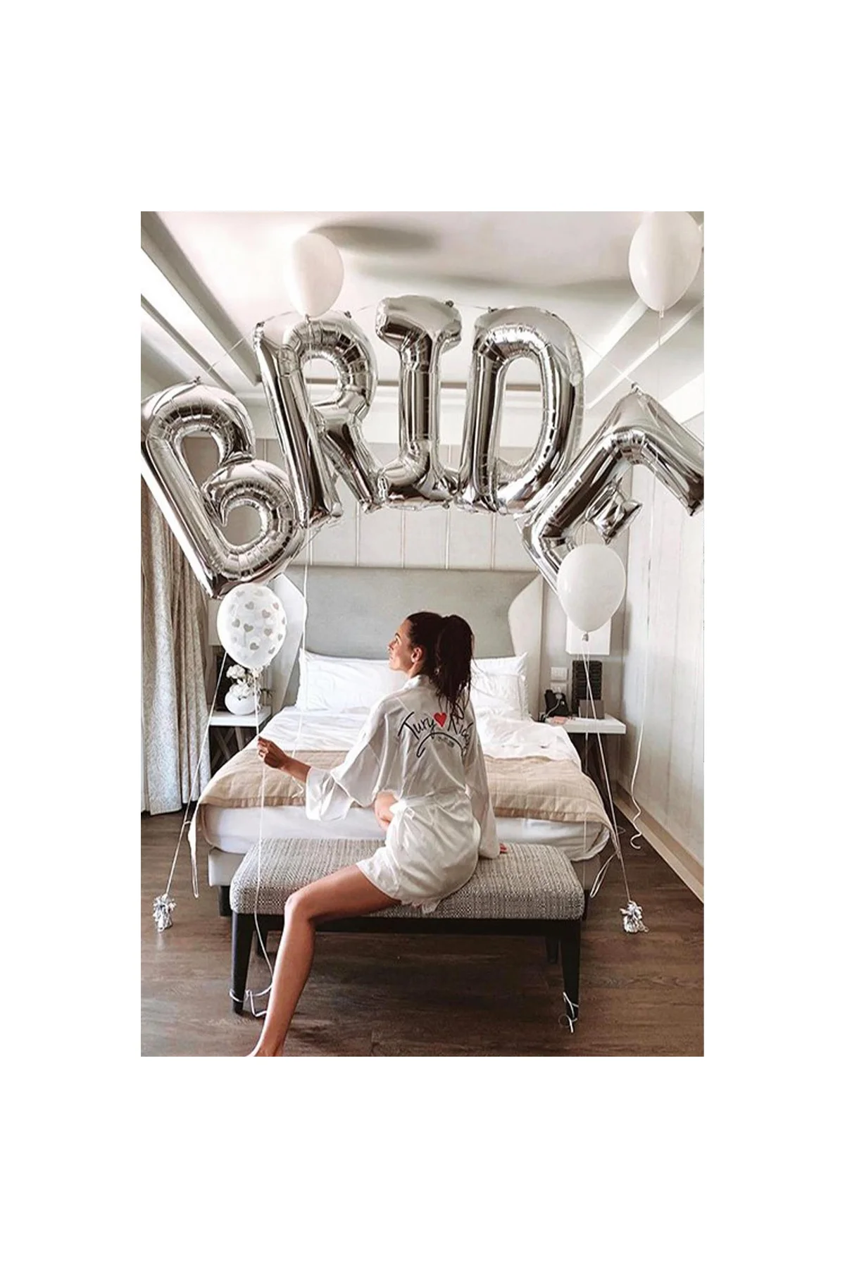 Gümüş Bride Balon Seti Dev Folyo Balon Seti Bekarlığa Veda Bride To Be Partisi Balonları 100cm