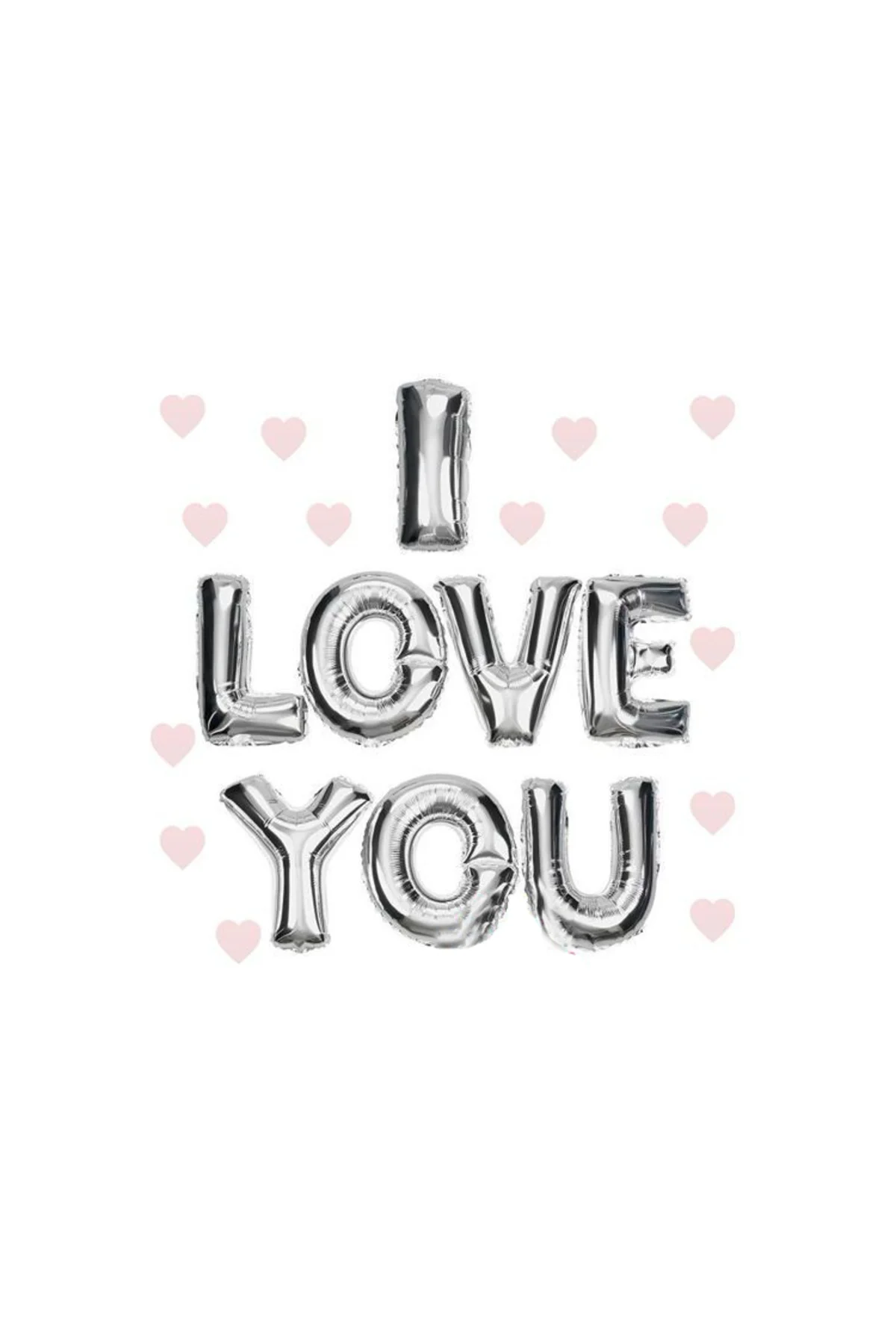 I Love You Folyo Balon Gümüş Renk 35 CM