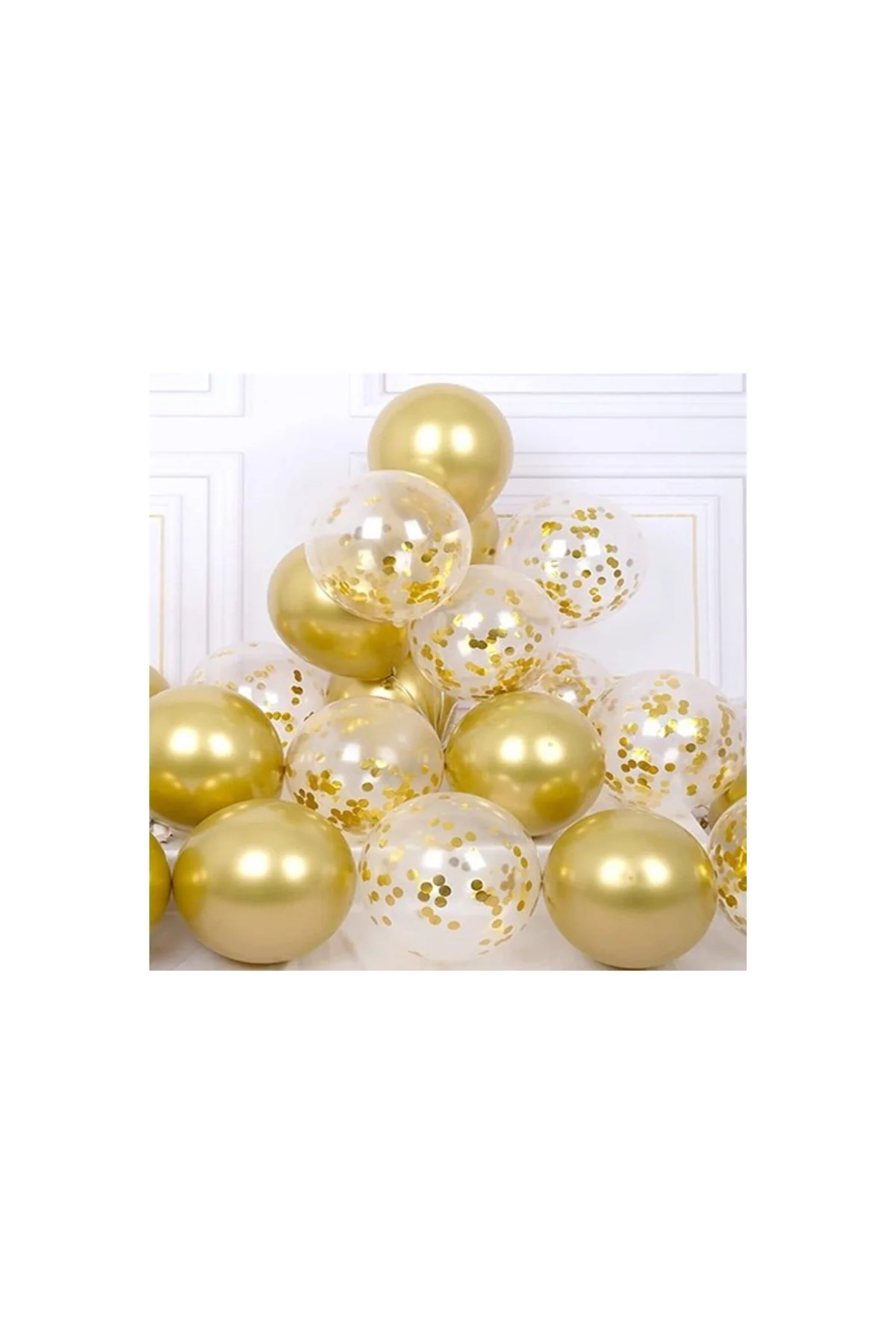 Krom Gold Ve Şeffaf Konfetili Balon Seti - PAZARIZ Görsel 3