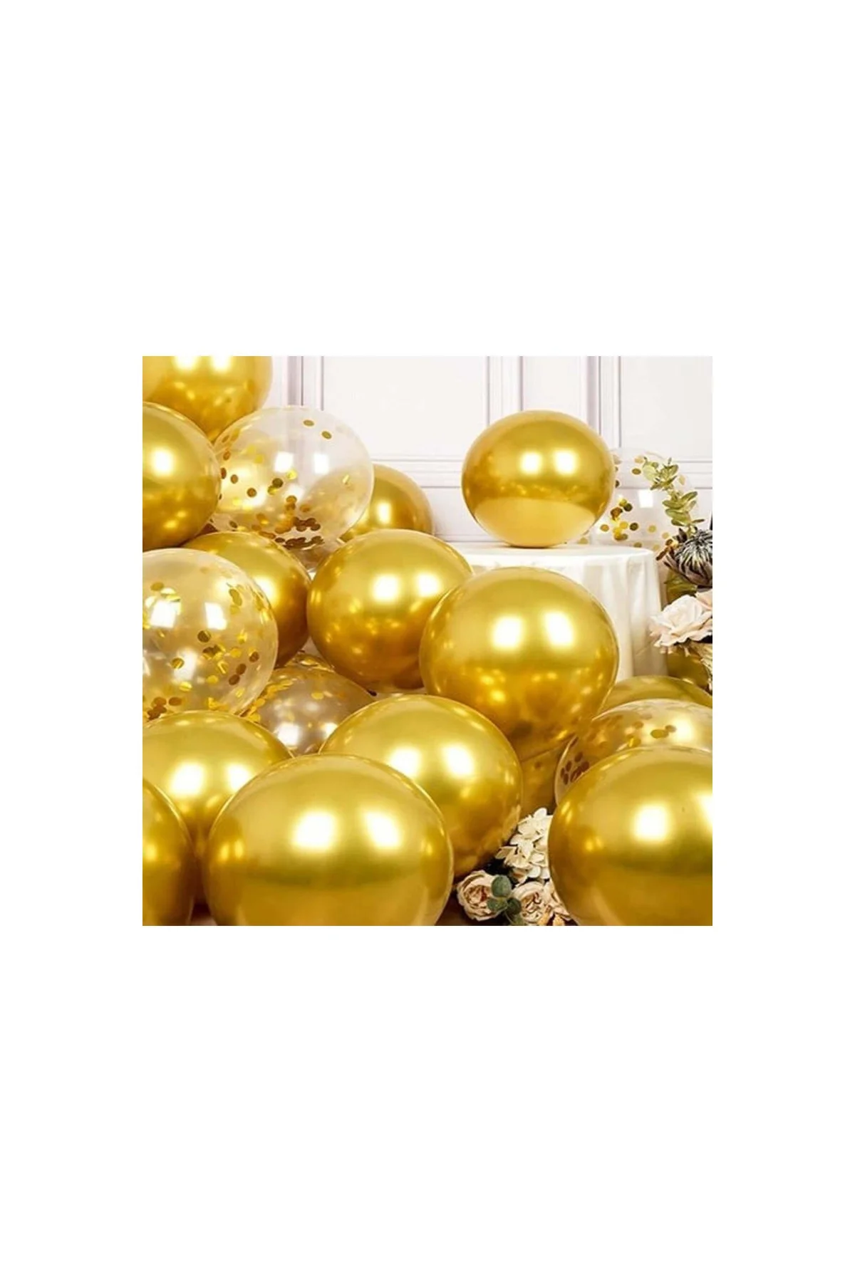 Krom Gold Ve Şeffaf Konfetili Balon Seti - PAZARIZ Görsel 4