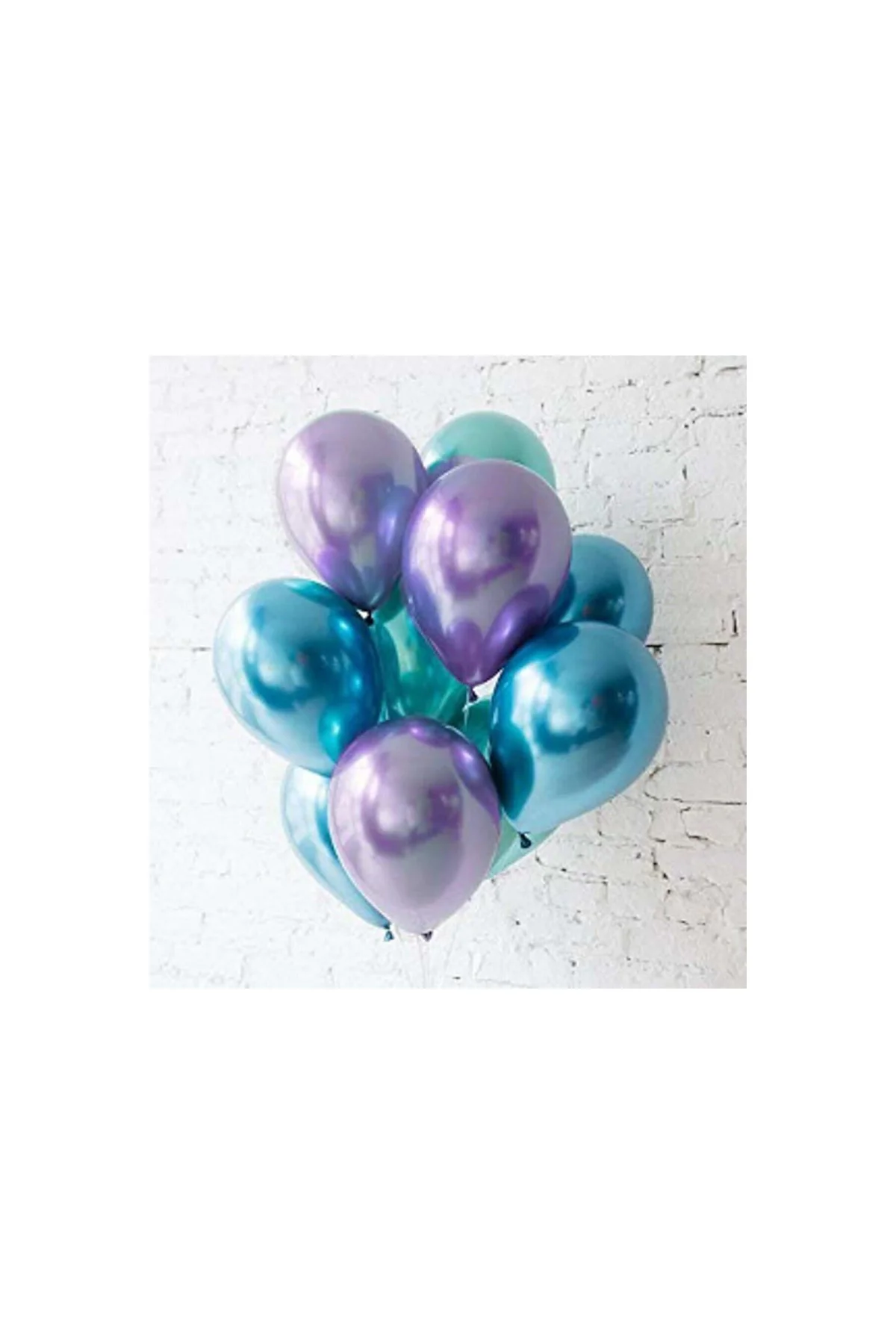 Krom Parlak Metalik Yeşil-mavi-mor Renk 20'li Balon ( 3'lü Renk Seti )