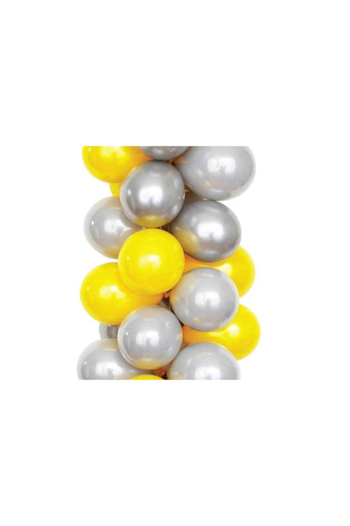 100 Adet Metalik Kaliteli (sarı - Gümüş Gri Karışık) Uçan Balon