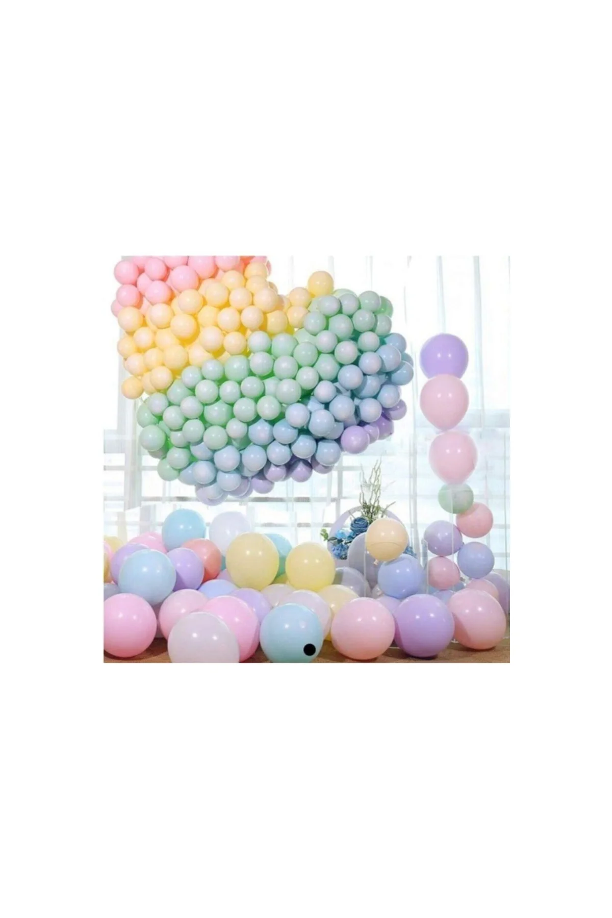 Pazariz Star Makaron Balon Pembe Mavi Renk ve Balon Zinciri 100 Adet - PAZARIZ Görsel 2