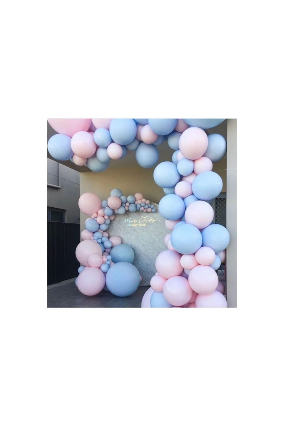 Pazariz Star Makaron Balon Pembe Mavi Renk ve Balon Zinciri 100 Adet
