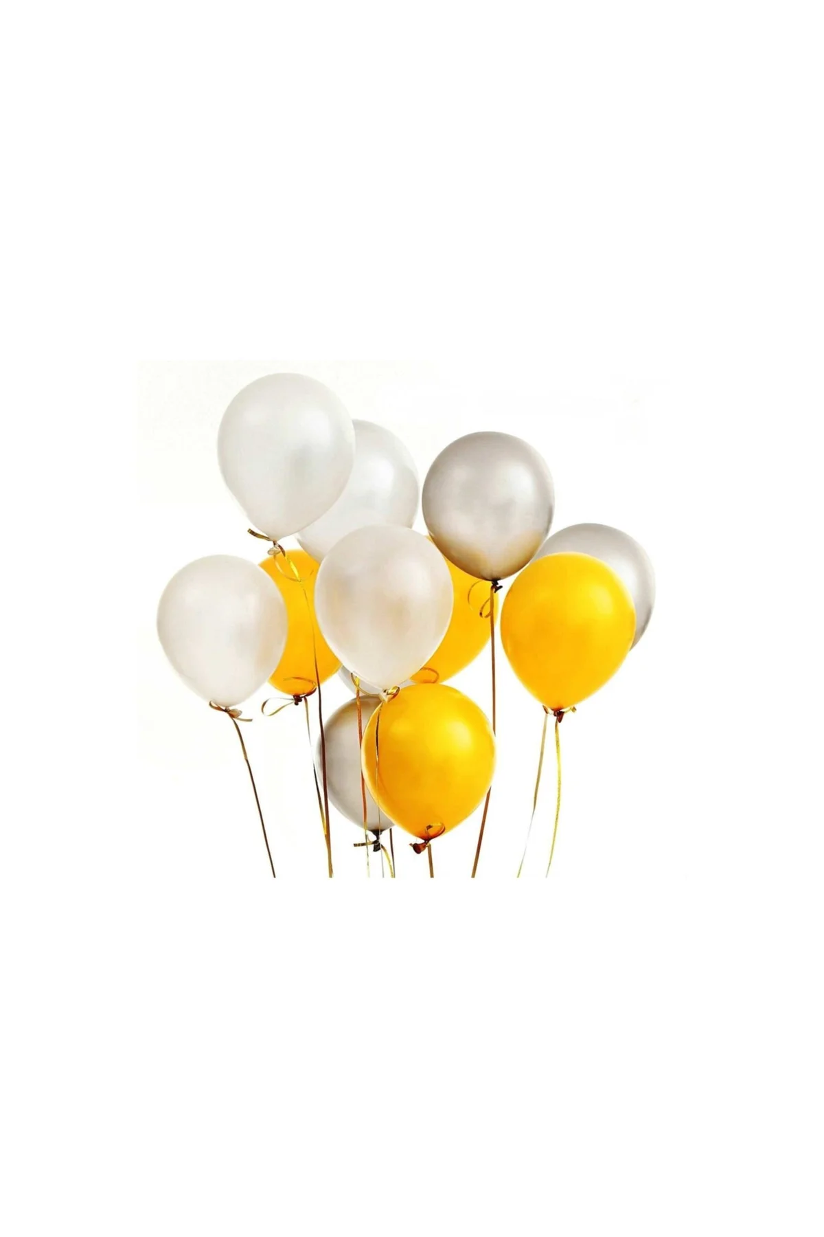 100 Adet Metalik Kaliteli (sarı - Gümüş Gri Karışık) Uçan Balon - PAZARIZ Görsel 2