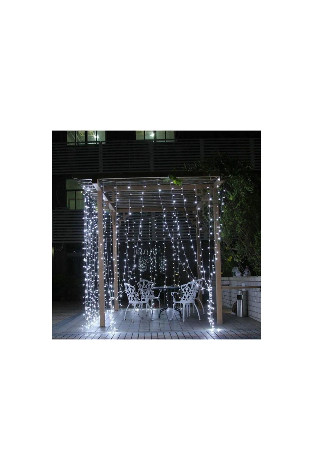 Pazariz 8 Fonksiyonlu 2 Metre 200 Led 10 Saçak Beyaz Led Perde Aydınlatma - PAZARIZ Görsel 3