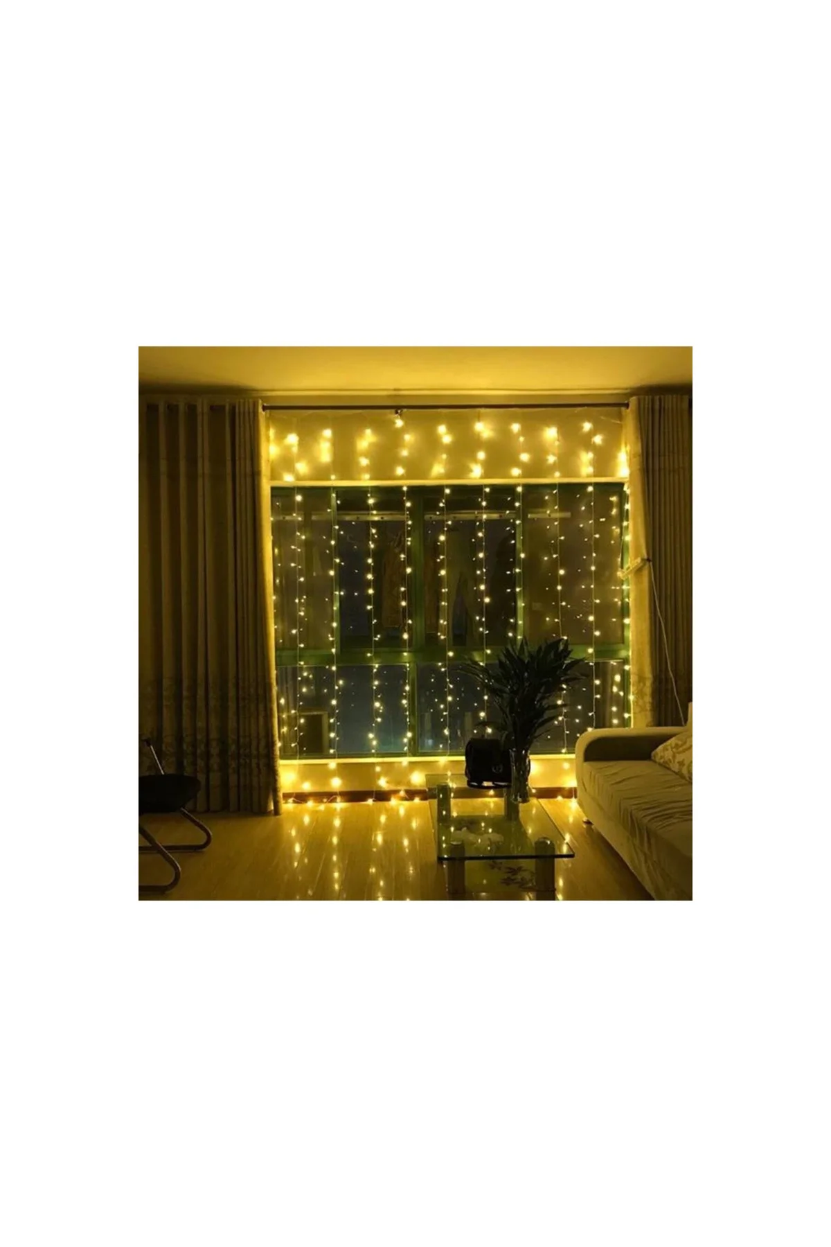 8 Fonksiyonlu 200 Led 10 Saçak Şerit Led 2x2 Perde Ip Led Gün Işığı - PAZARIZ Görsel 2